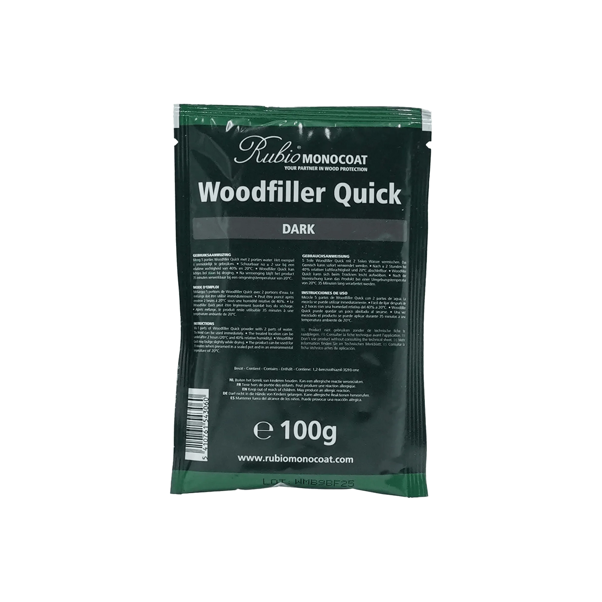 Rubio Monocoat Woodfiller Quick hurtighærdende spartelmasse i nuancen Dark, 100 g