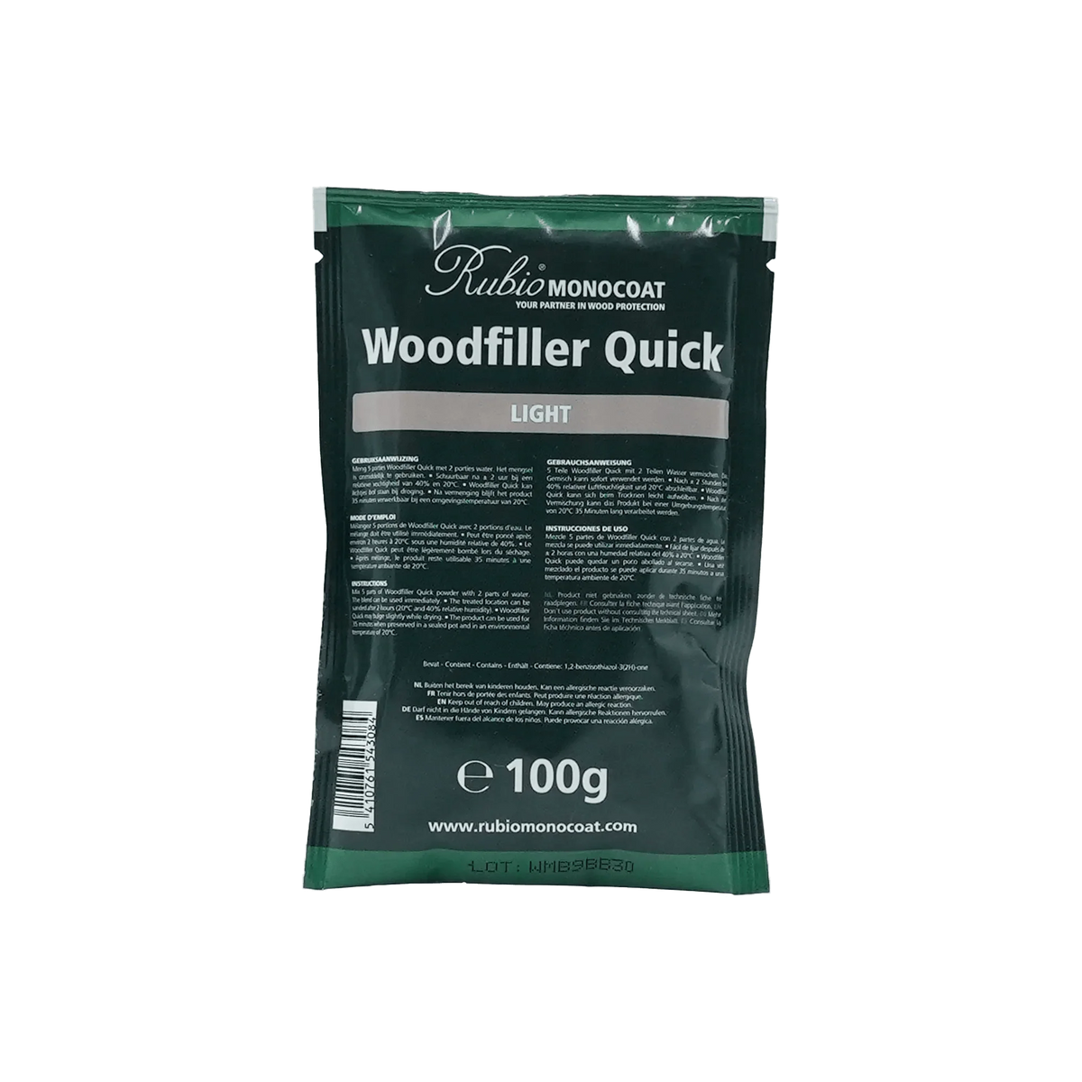 Rubio Monocoat Woodfiller Quick hurtighærdende spartelmasse i nuancen Light, 100 g