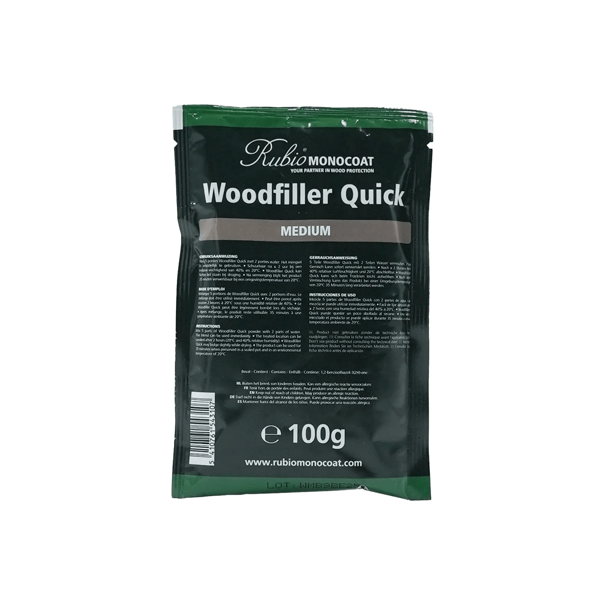 Rubio Monocoat Woodfiller Quick hurtighærdende spartelmasse i nuancen Medium, 100 g