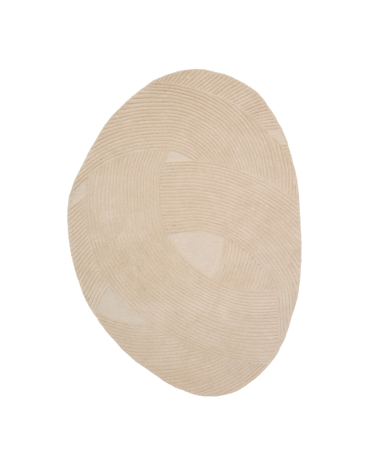 Kave Home Domm gulvtæppe i beige uld, organisk form, 230x160 cm