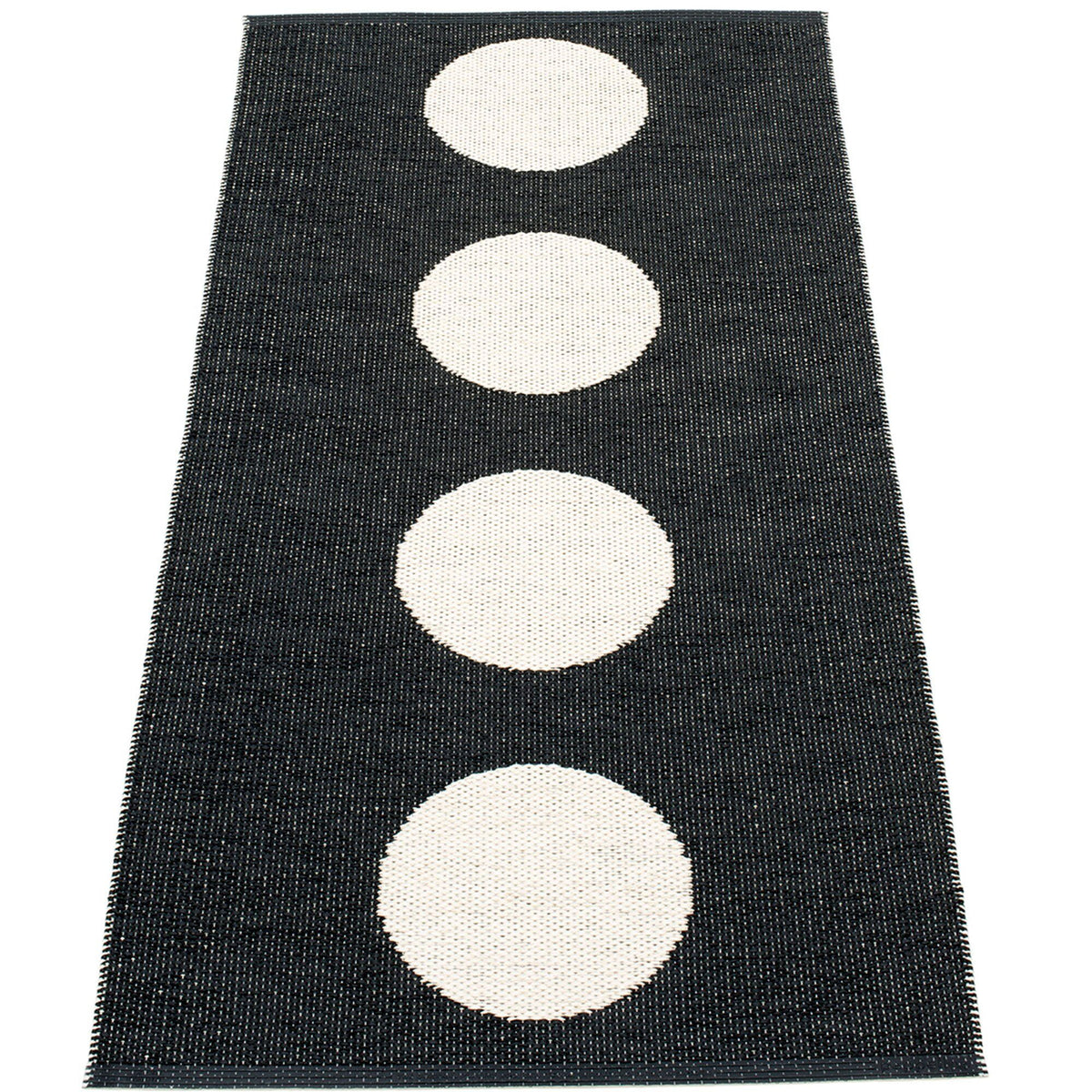 Pappelina Vera løber i vævet plast, 70 x 150 cm, black/vanilla