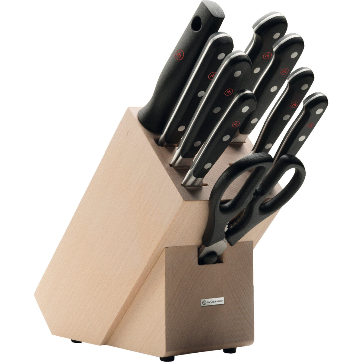 Wüsthof Classic knivblok med knive, strygestål og køkkensaks