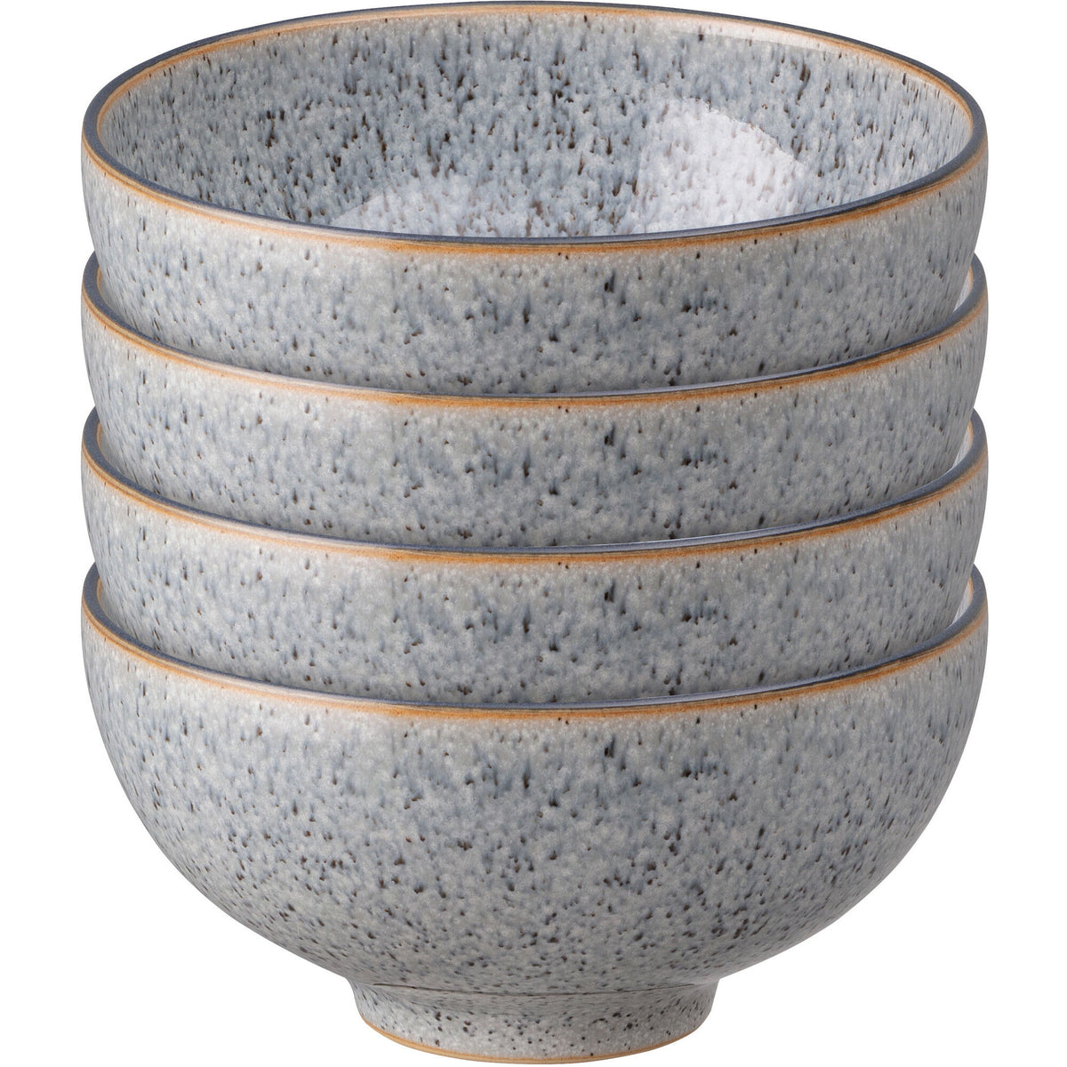 Fire grålige skåle på 13 cm fra Denbys Studio Grey-serie