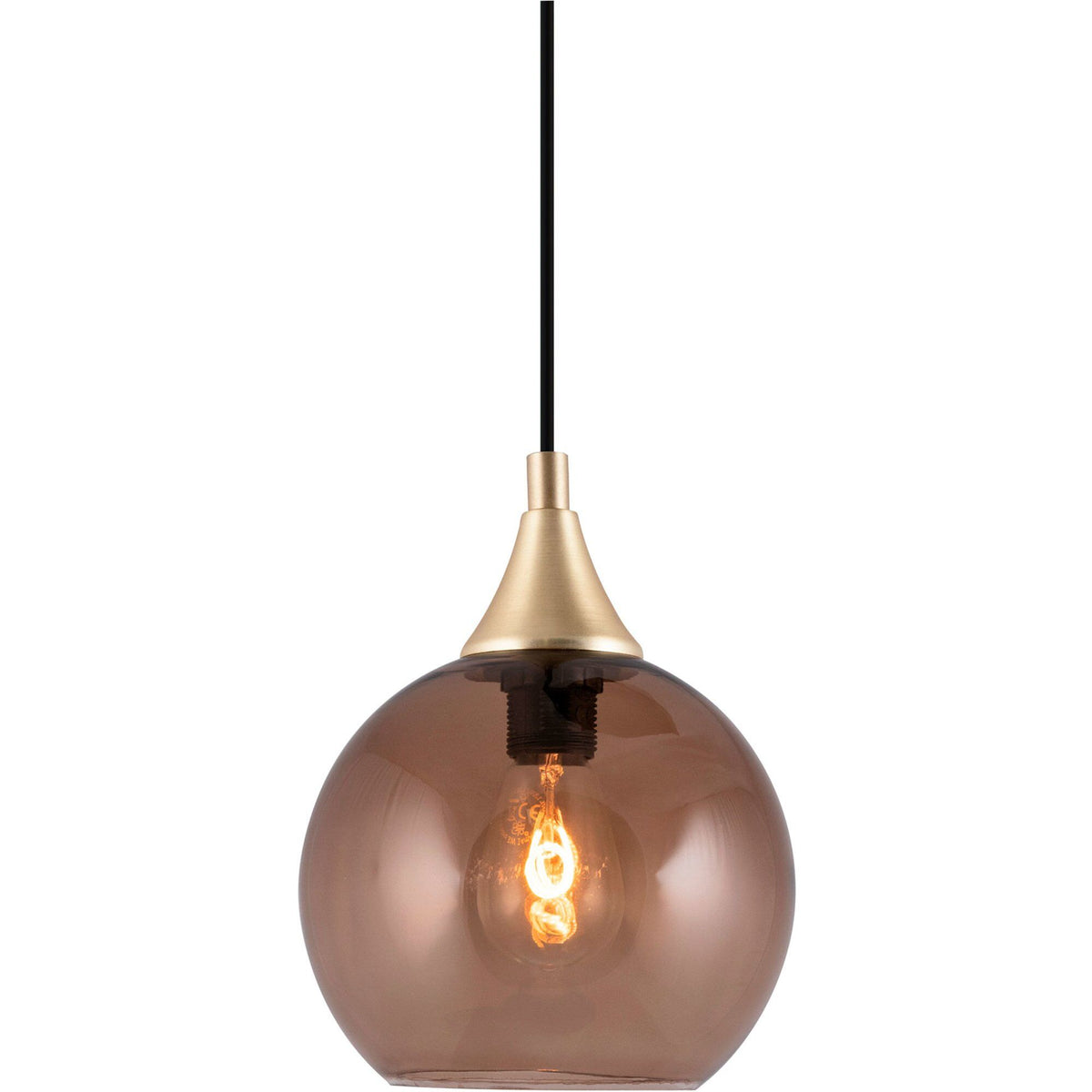 Brun Globen lighting Bowl Mini pendel med tekstilkabel