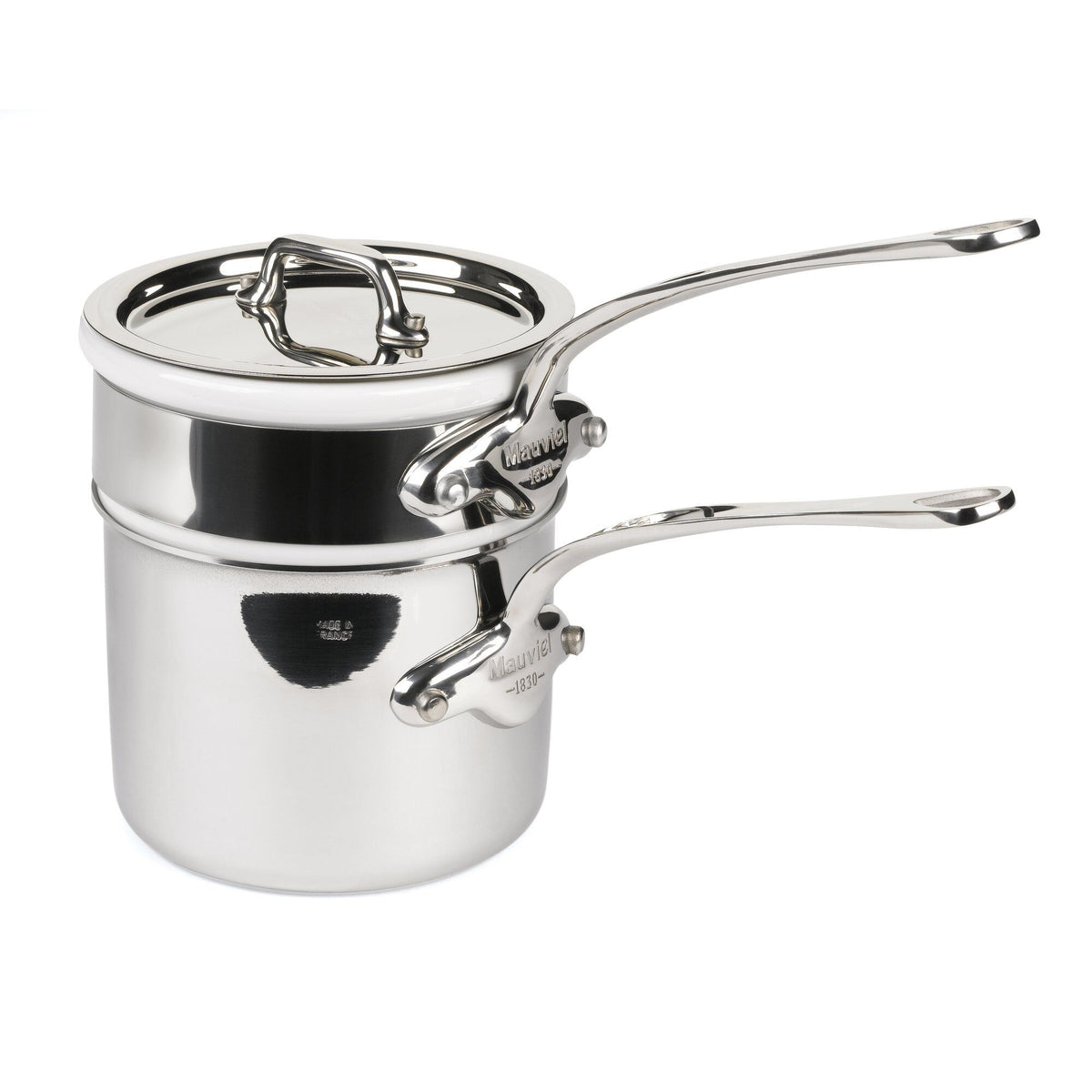 Mauviel Cook Style vandbadskoger på 900 ml med porcelænsindsats