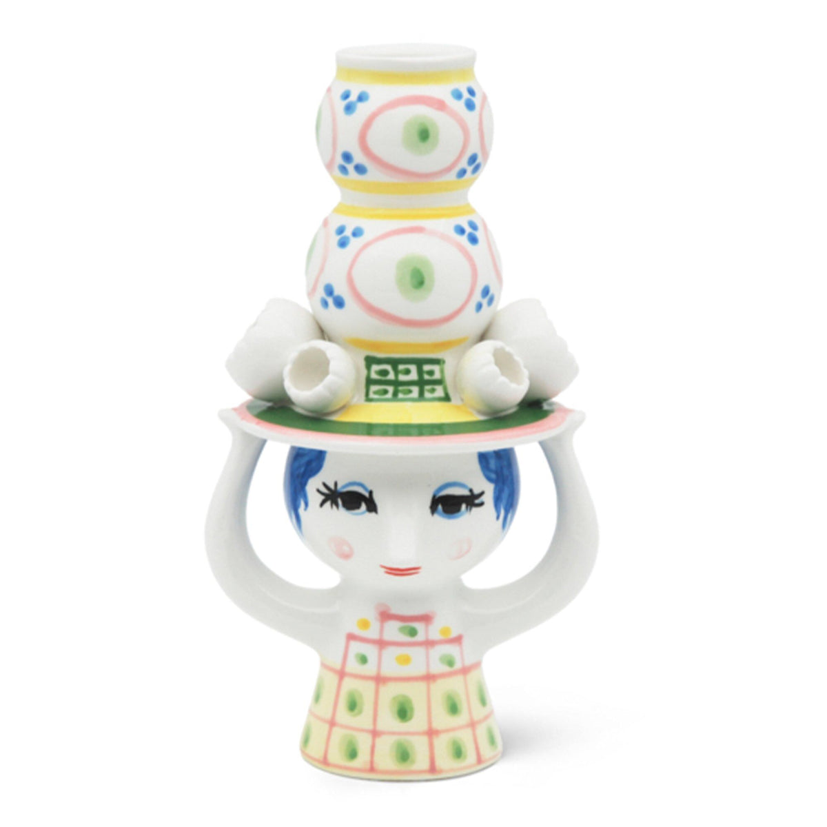 Bjørn Wiinblad Lady with hat lysestage i rosa glaseret keramik, 16 cm