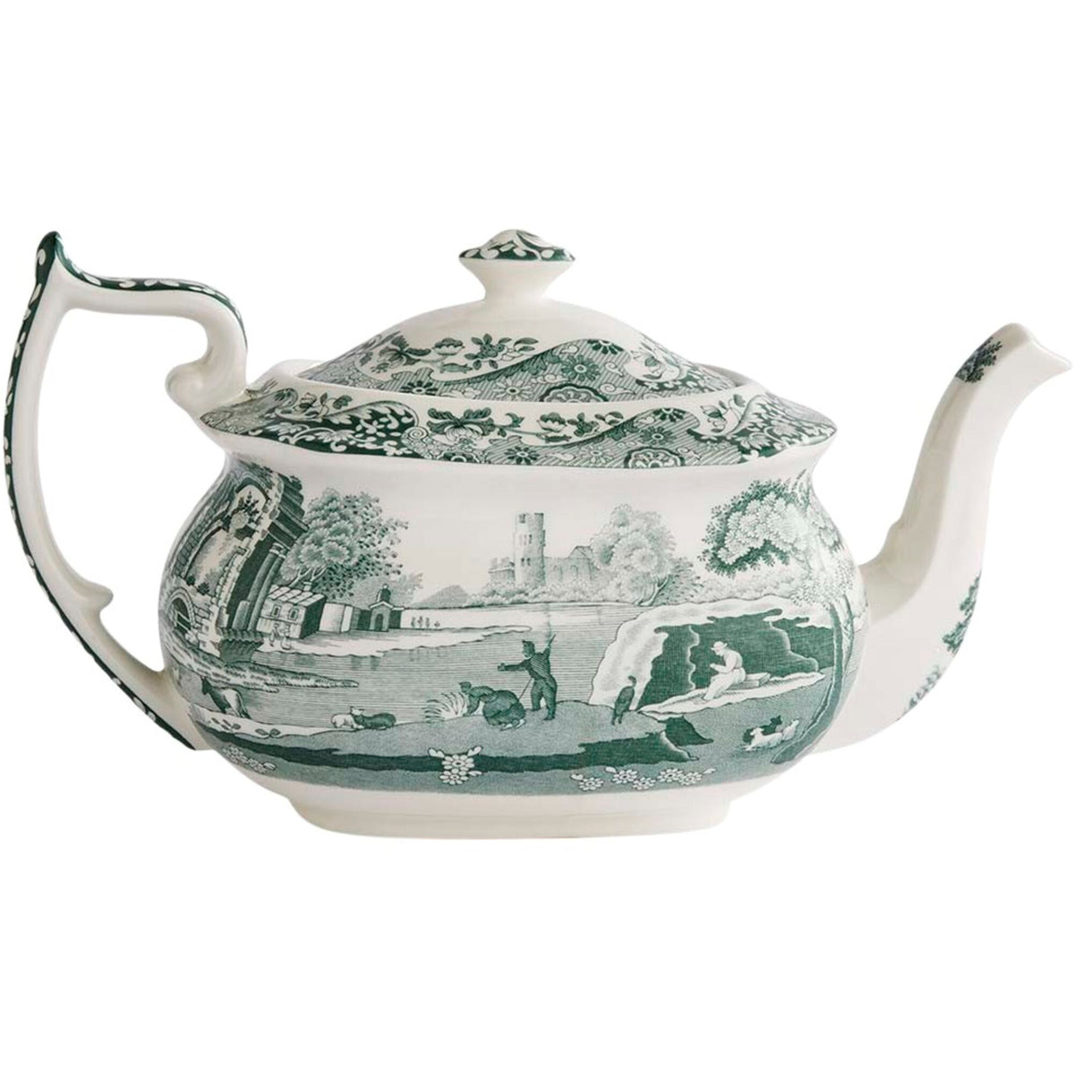 Spode Heritage Green Italian tekande i grøn og hvid porcelæn