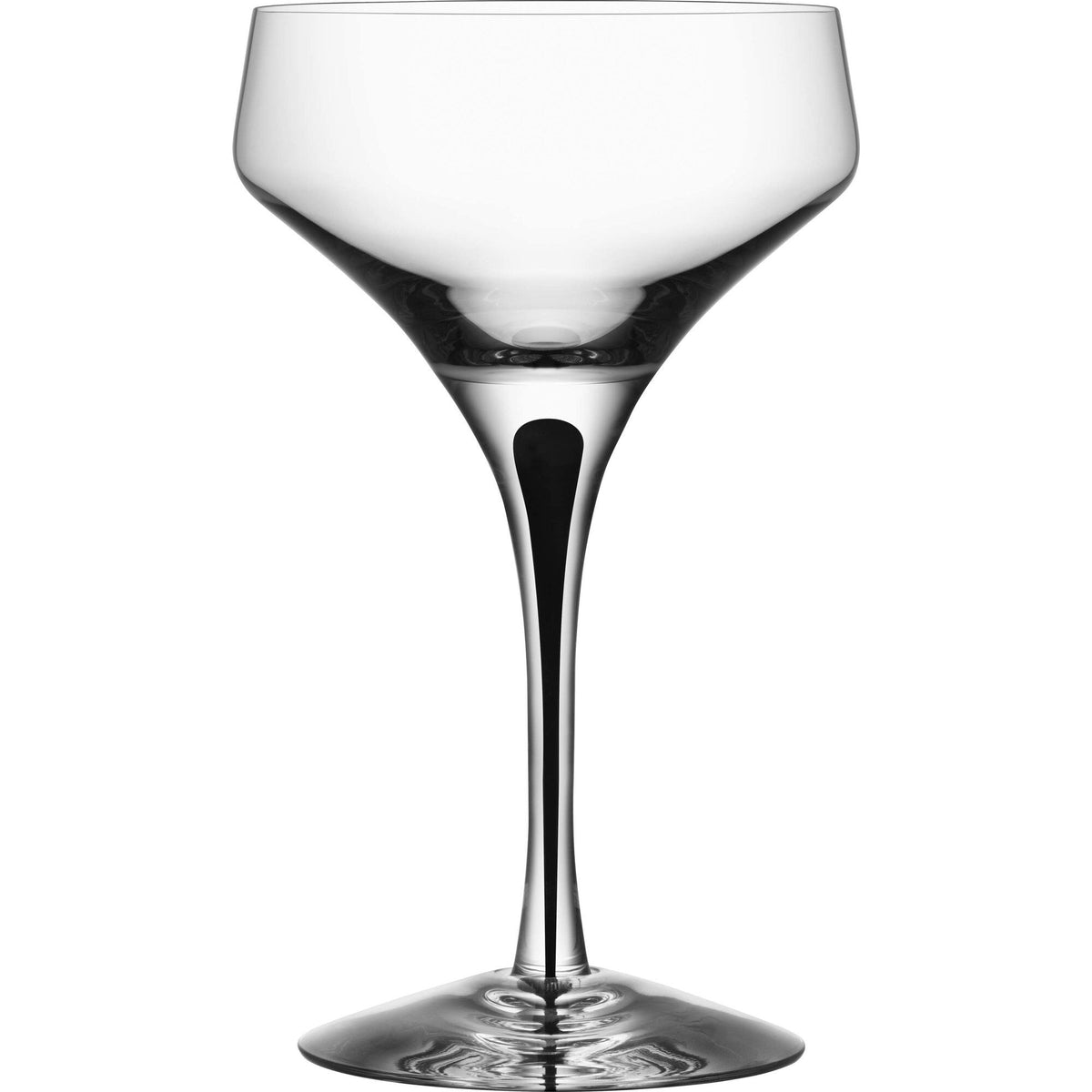 Orrefors Metropol champagneskål på 24 cl med sort dråbe i skaftet