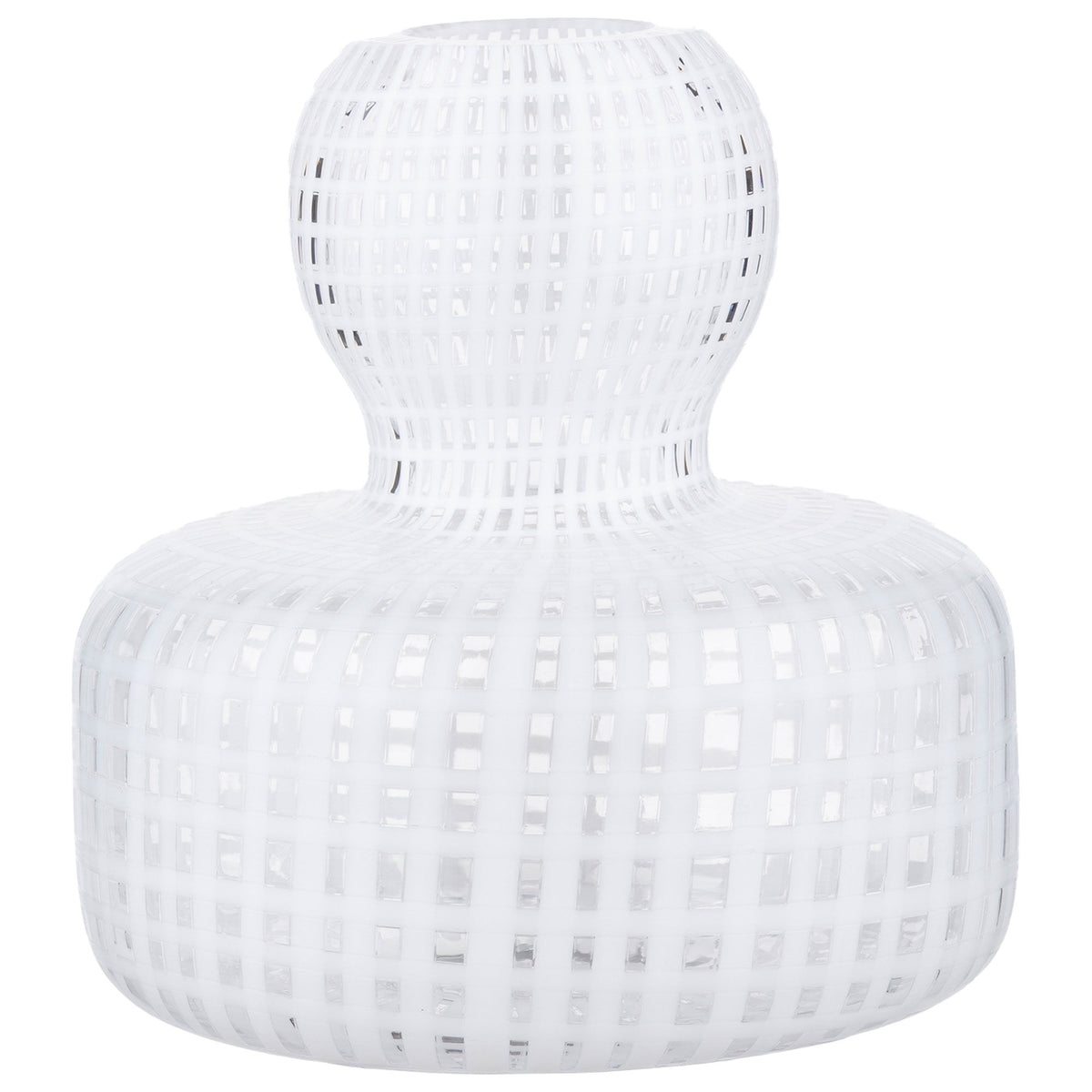 Marimekko Flower Filigree vase i klart mundblæst glas med hvidt mønster