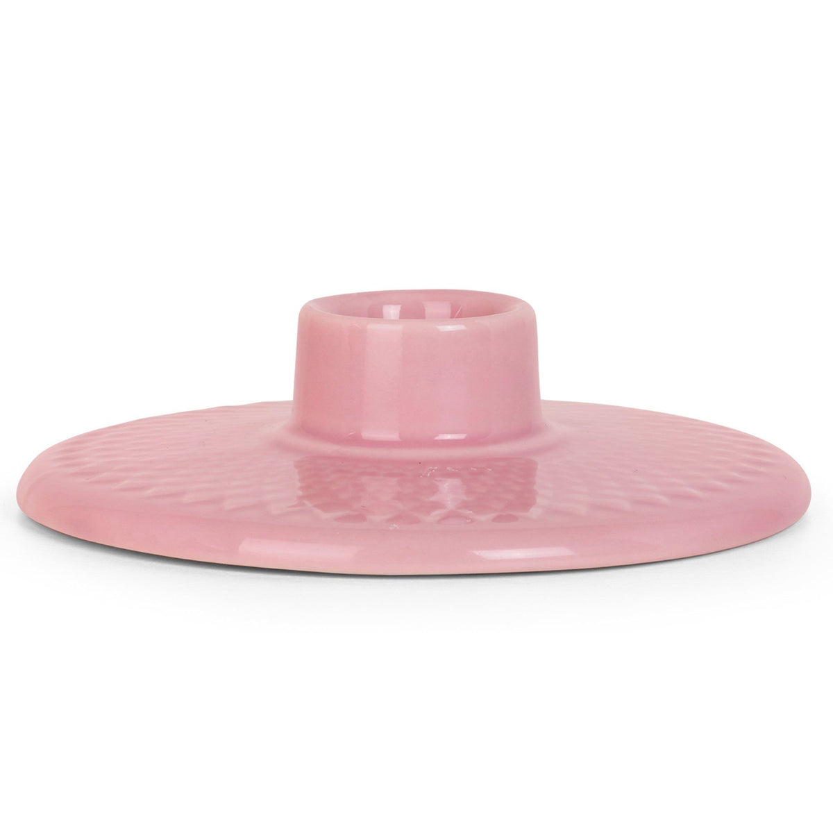 Lyserød lysestage fra Lyngby Porcelæn i Rhombe Color-kollektionen