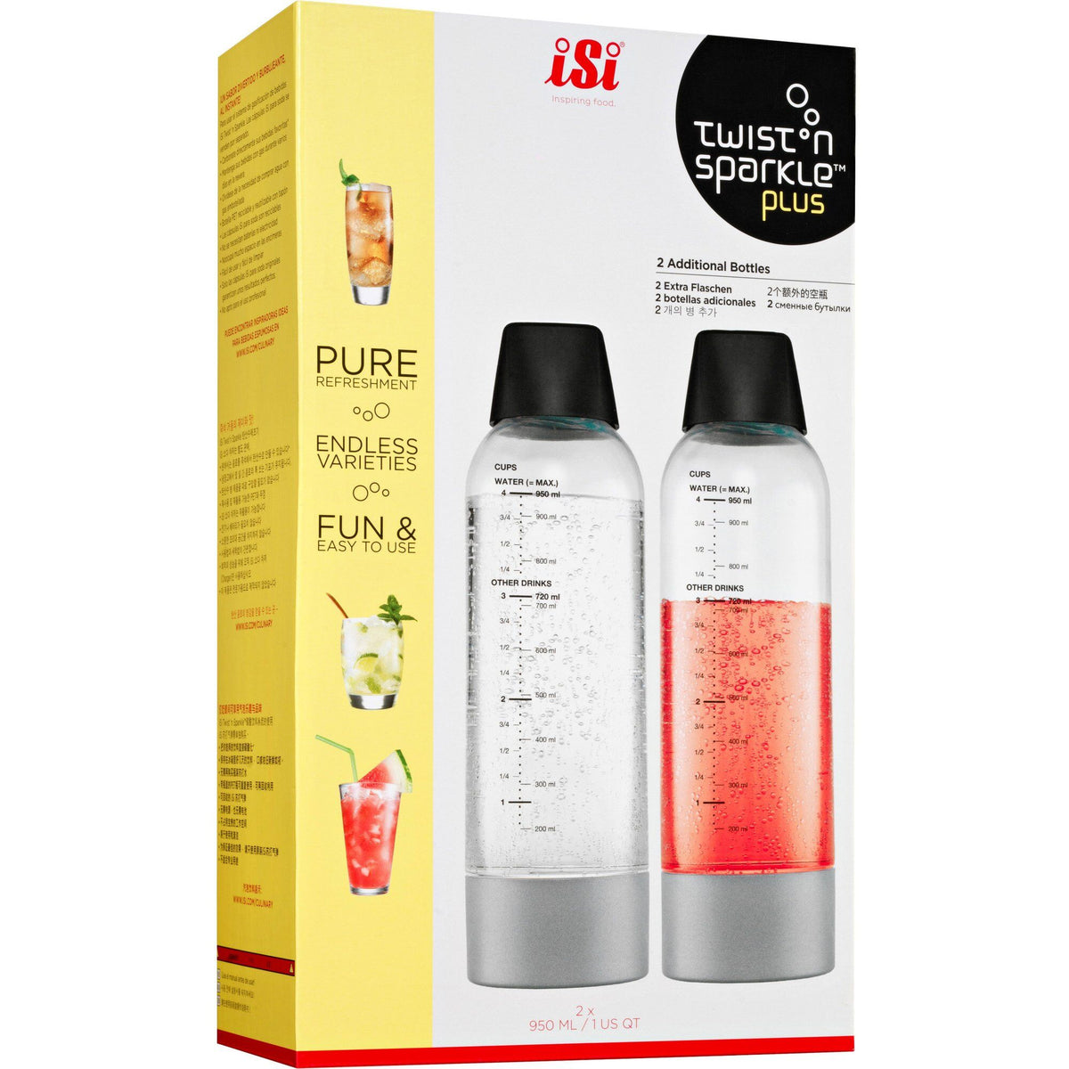 Isi Twist'N Sparkle Bottle Set med to PET-flasker på 950 ml