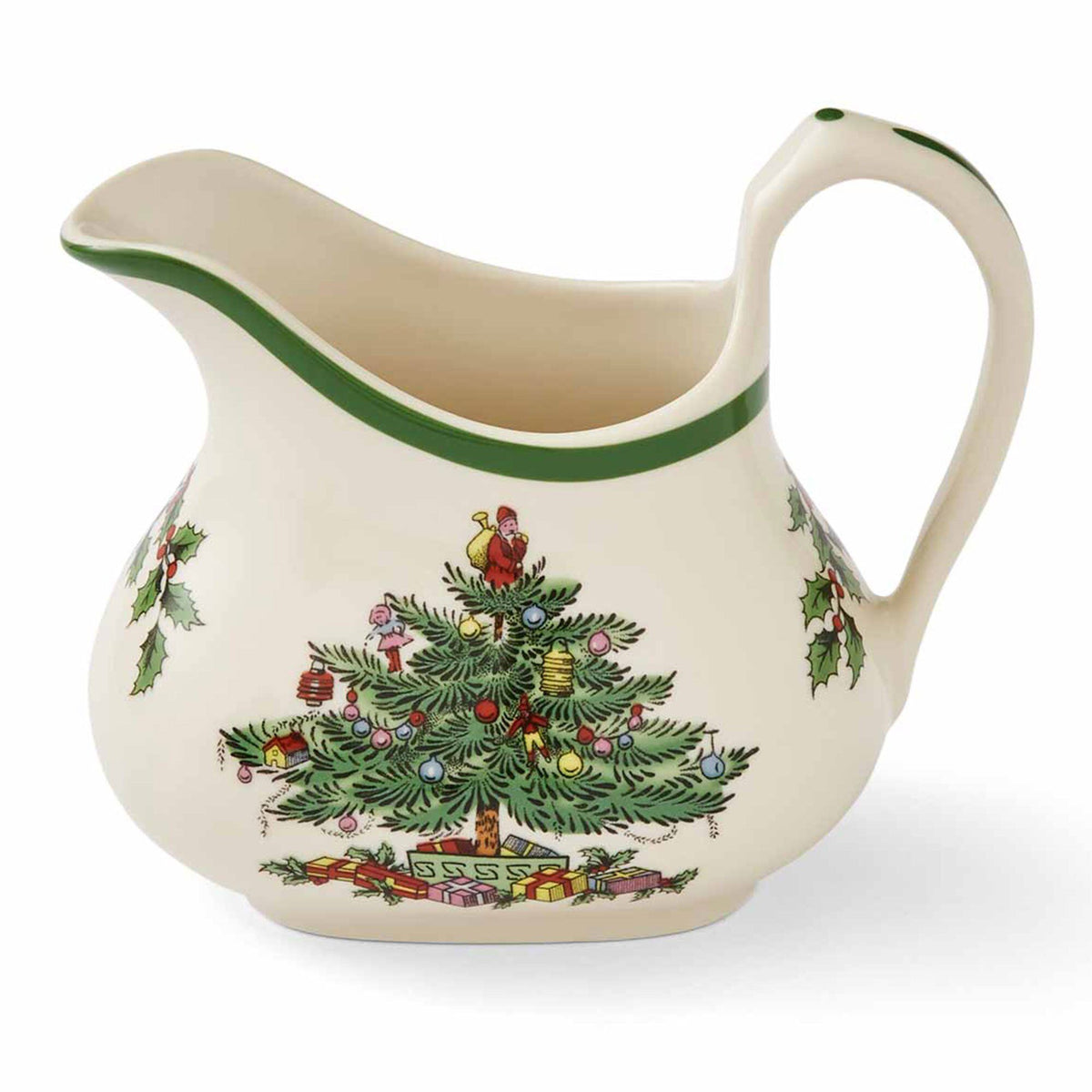Spode Christmas Tree mælkekande i porcelæn med pyntet juletræ