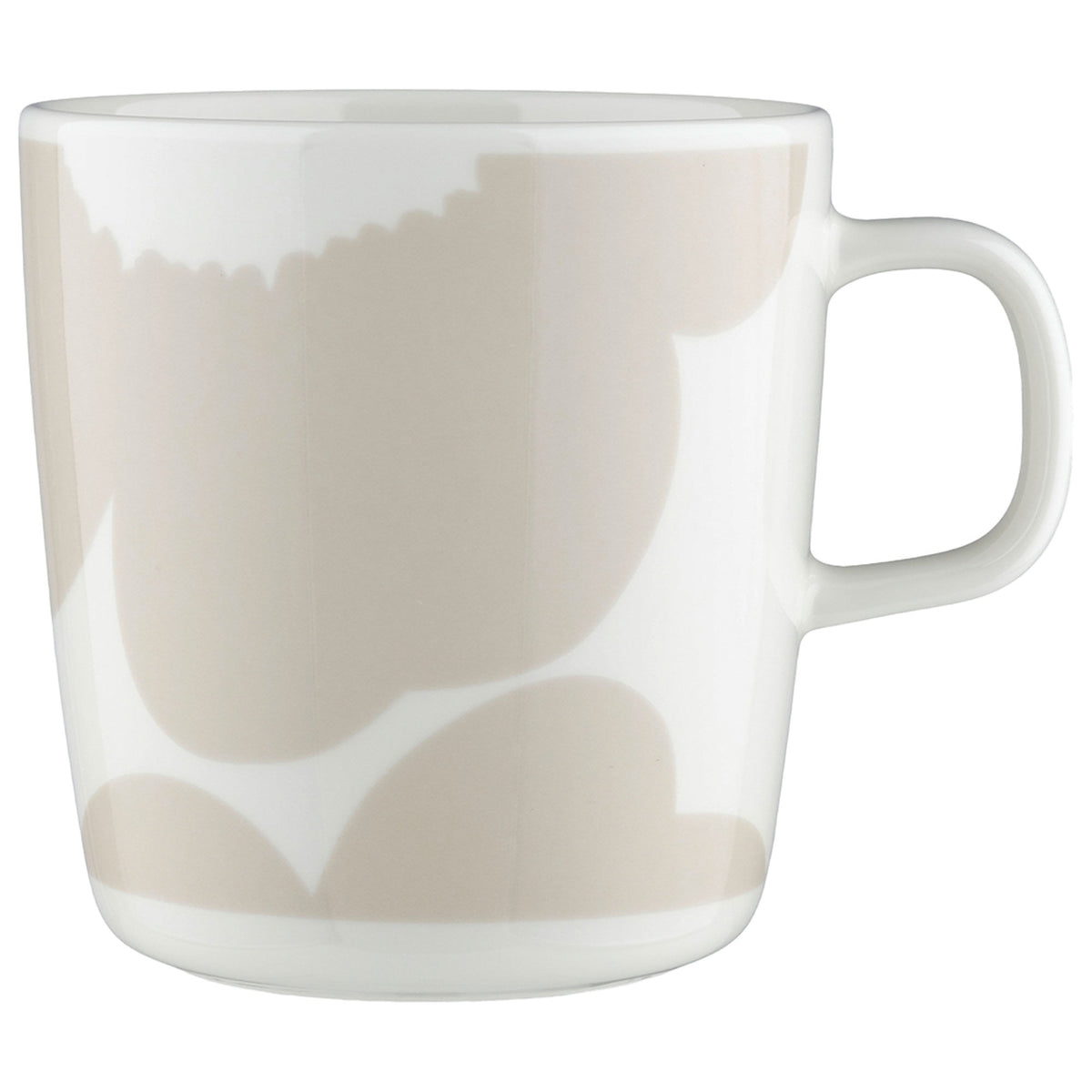 Marimekko Iso Unikko krus på 4 dl i hvid og beige fra Oiva-serien