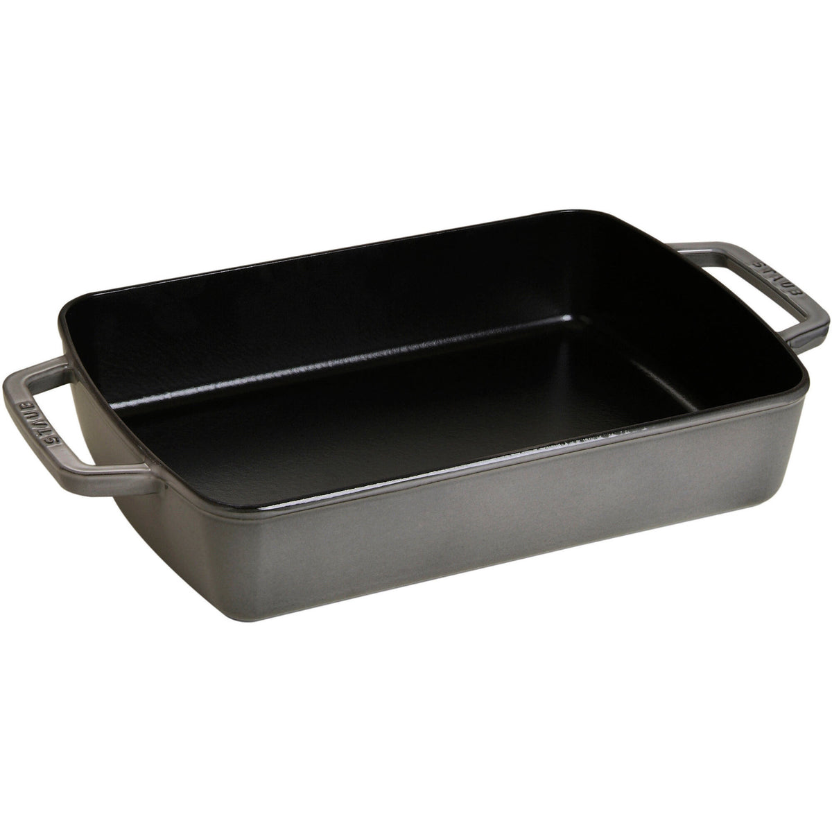 Grå Staub La Cocotte ovnfast fad i støbejern, 30 x 20 cm, med håndtag