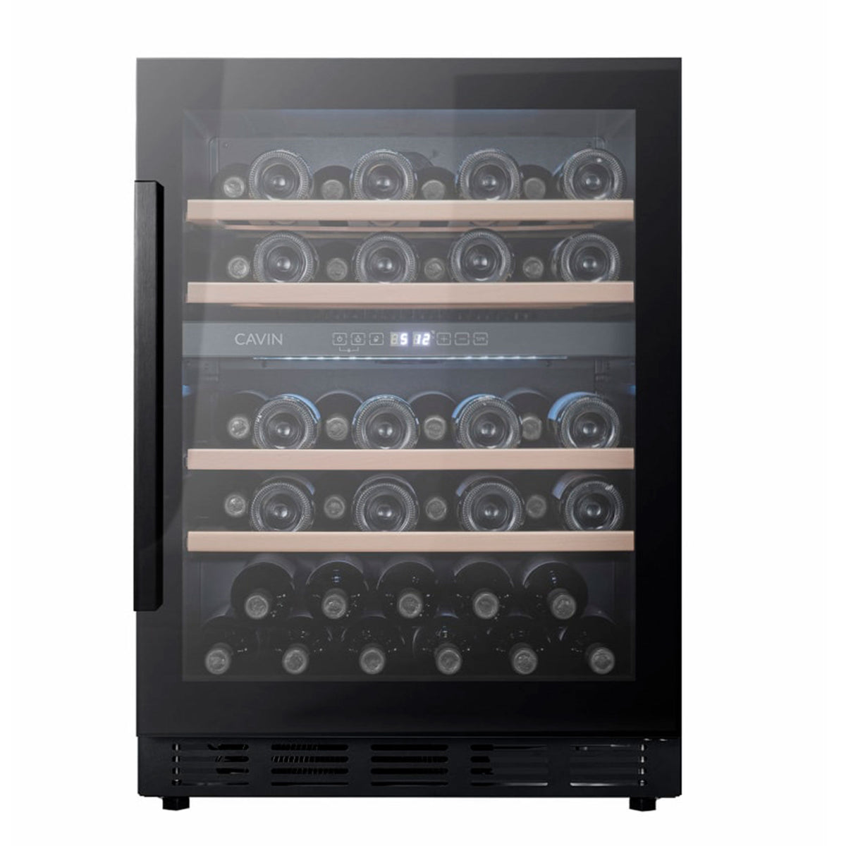 Indbygget Cavin Arctic Collection 60D vinkøleskab med sort glasfront