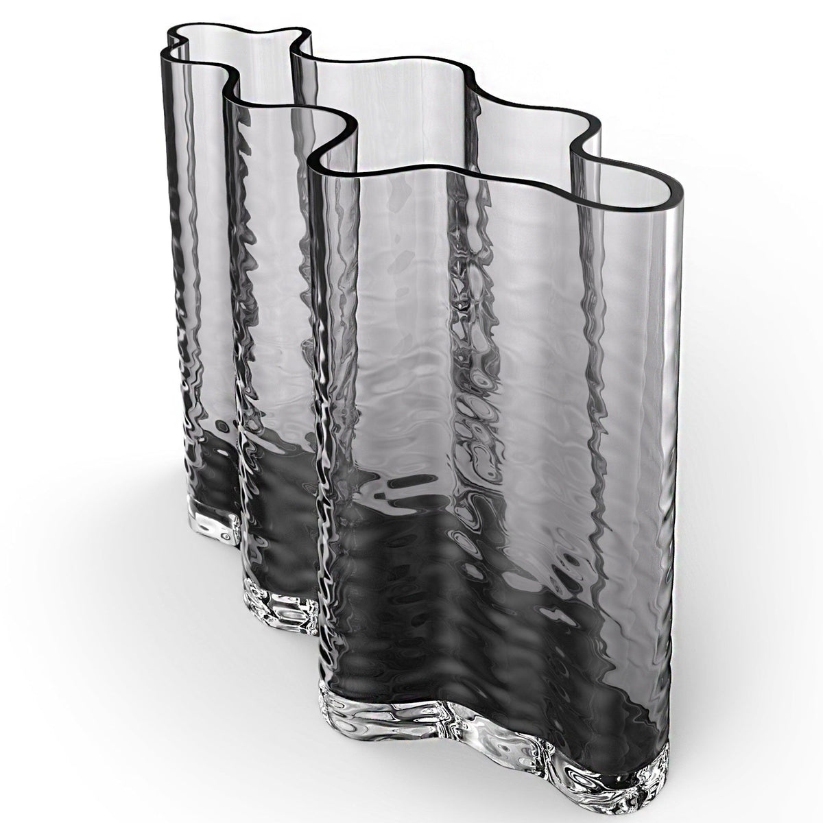 Gry Wide vase i røgfarvet mundblæst glas, 24 cm, fra Cooee Design