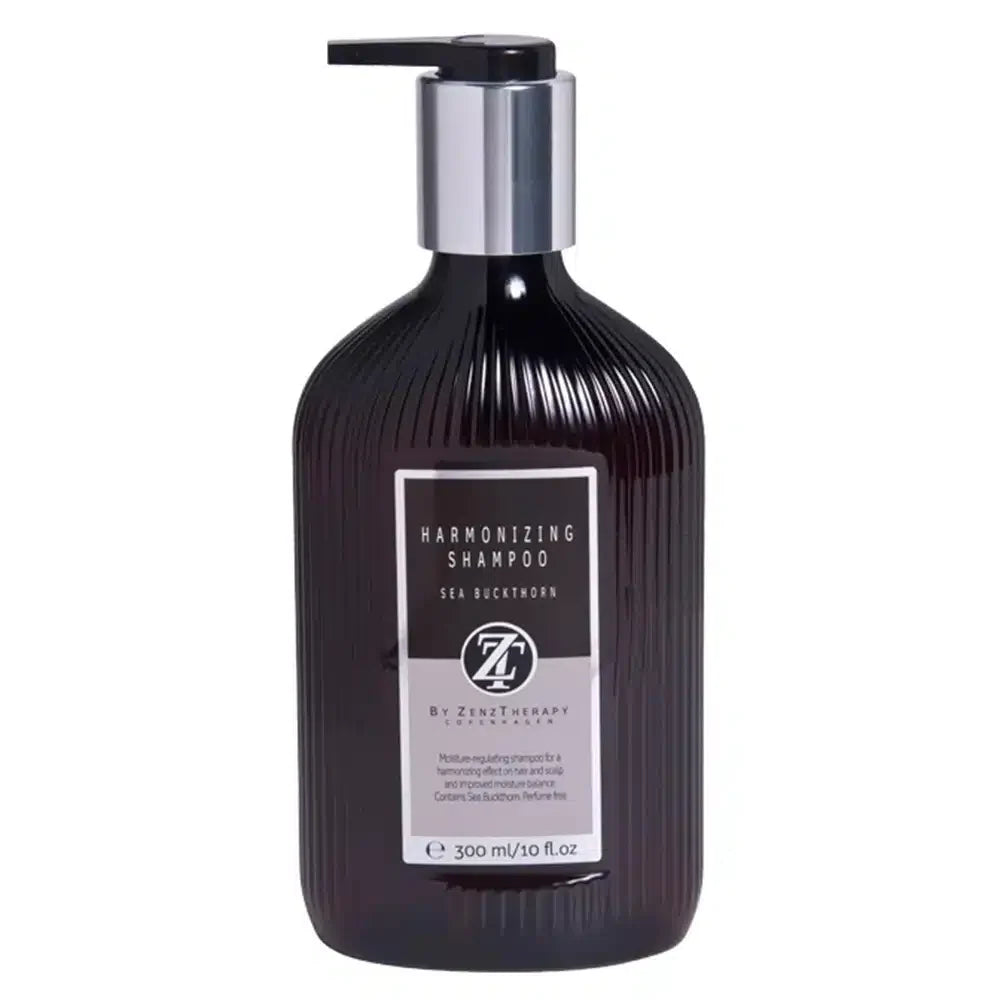 Flaske med ZenzTherapy Harmonizing Shampoo Sea Buckthorn 300 ml fra ICON Hairspa