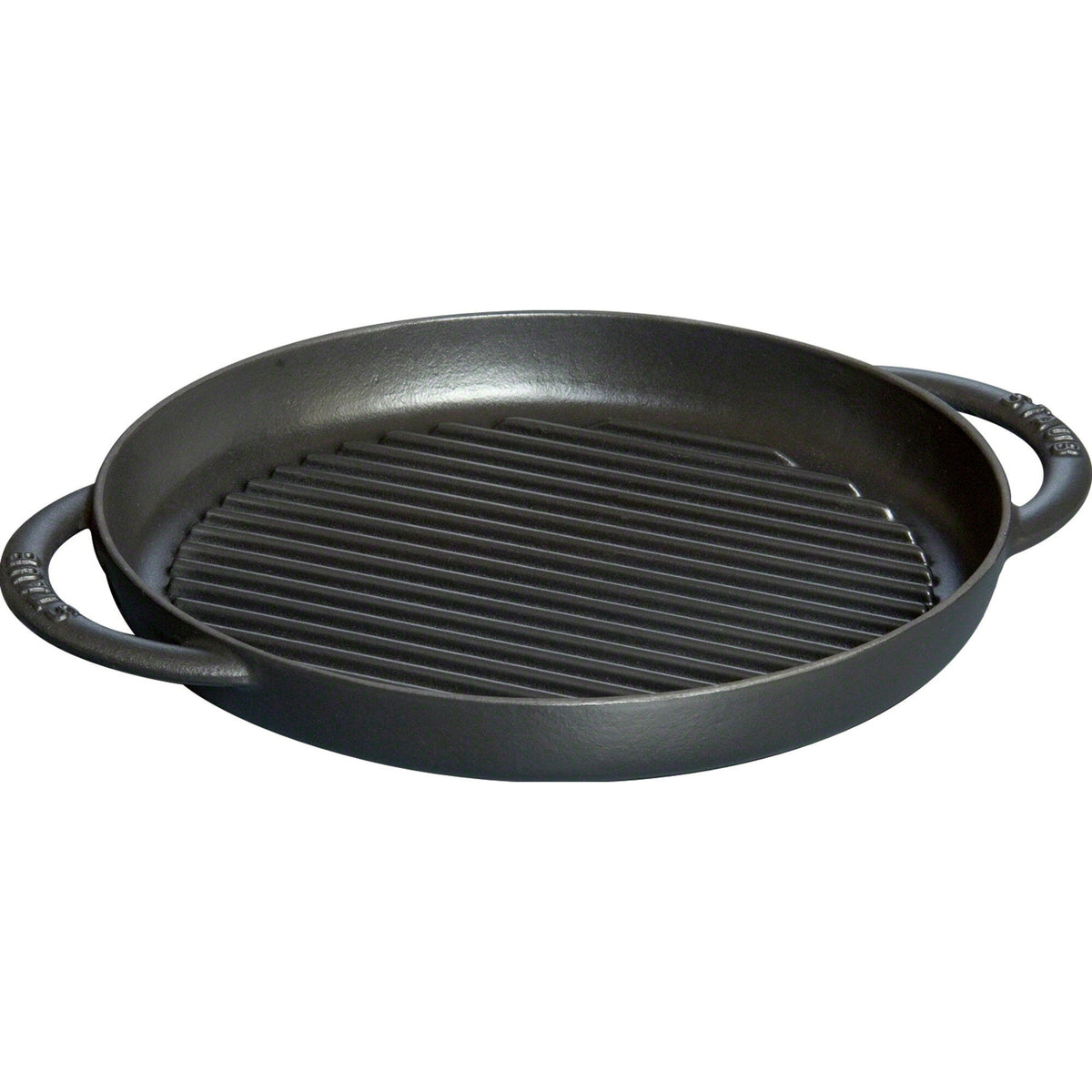 Rund sort Staub Pure Grill grillpande i støbejern, 26 cm