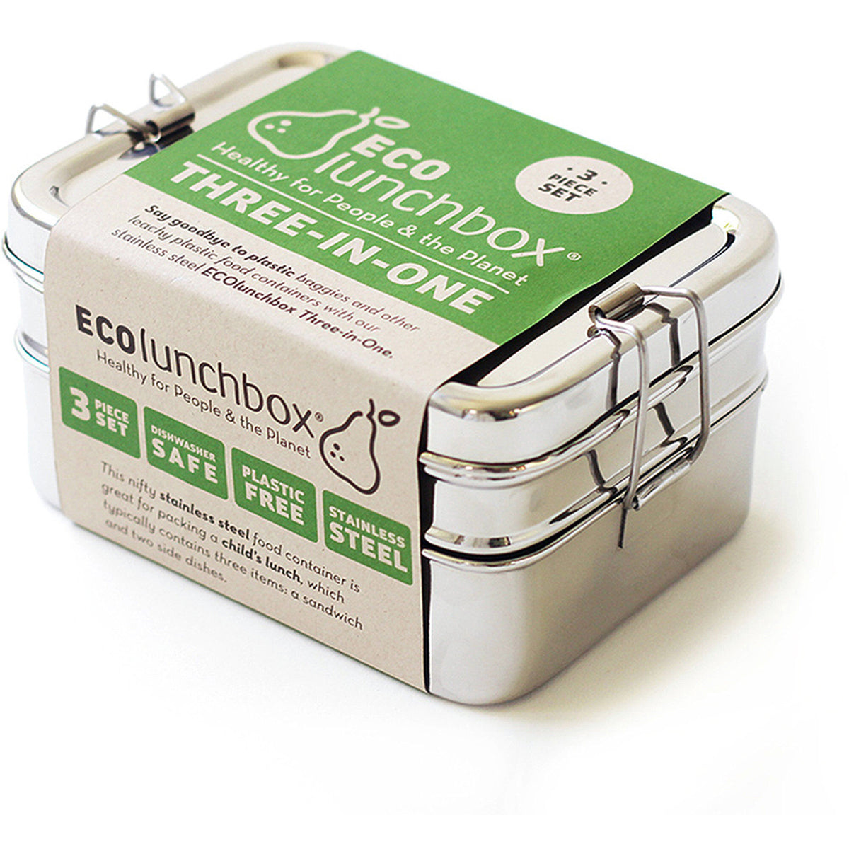 Eco Lunchbox Tre-i-en madkasse i rustfrit stål med to bokse