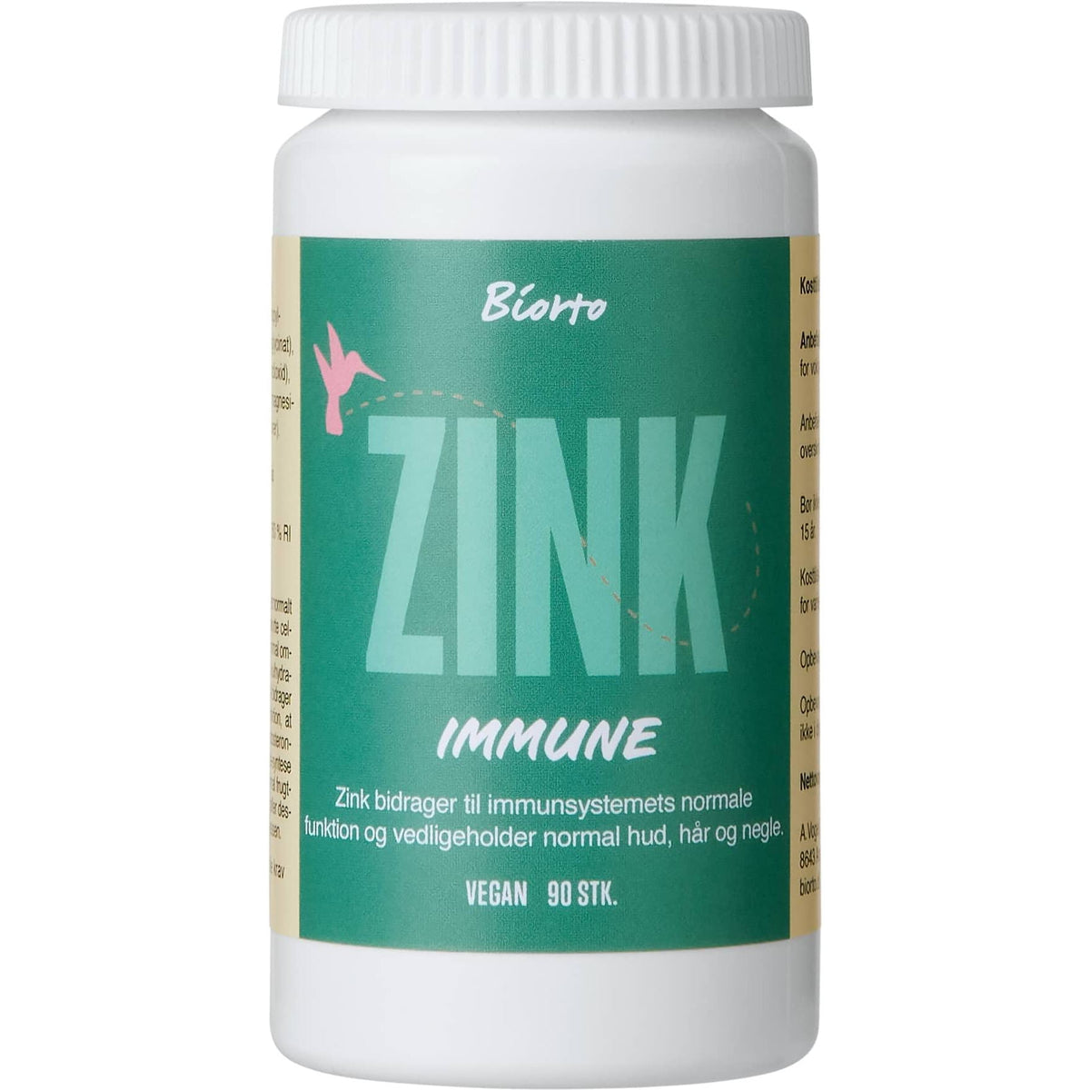 Biorto Zink Immune zinktilskud, pakke med 90 kapsler