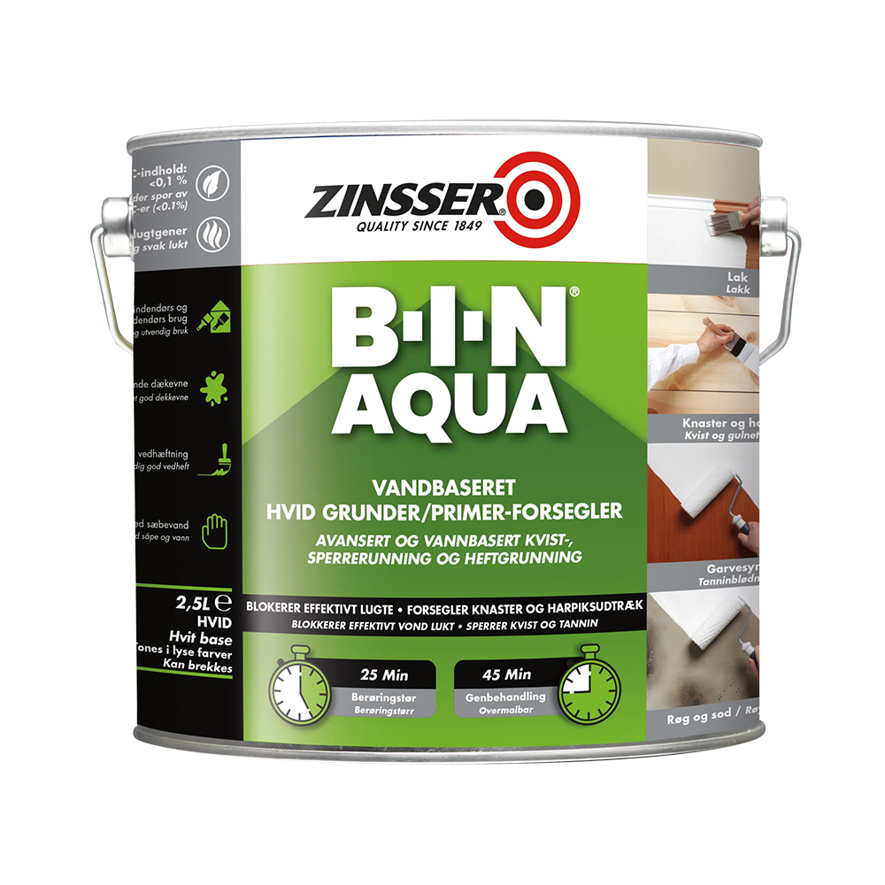 Spand med Zinsser BIN Aqua grunder på 1 L