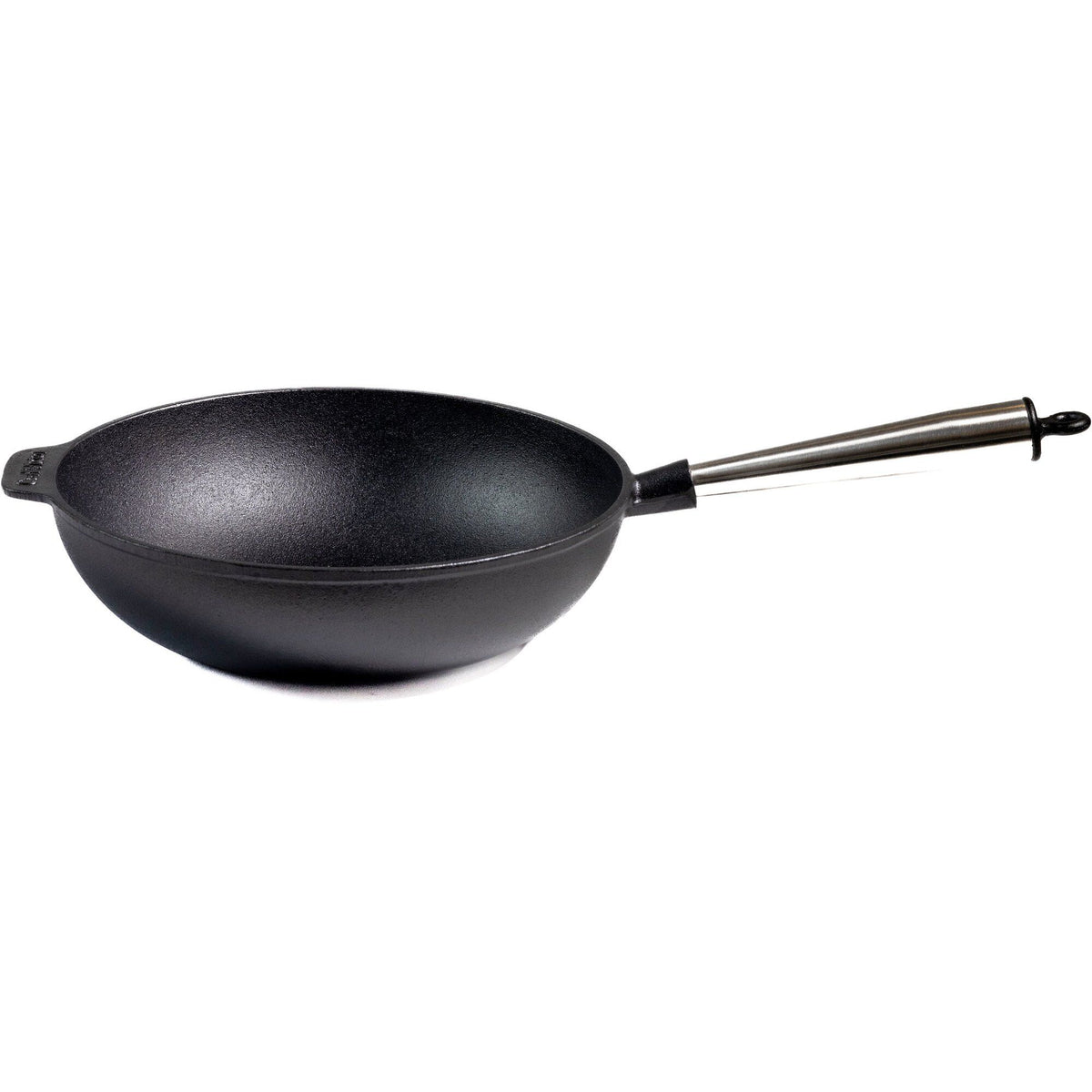 Carl Victor wok i støbejern, 30 cm, med træhåndtag