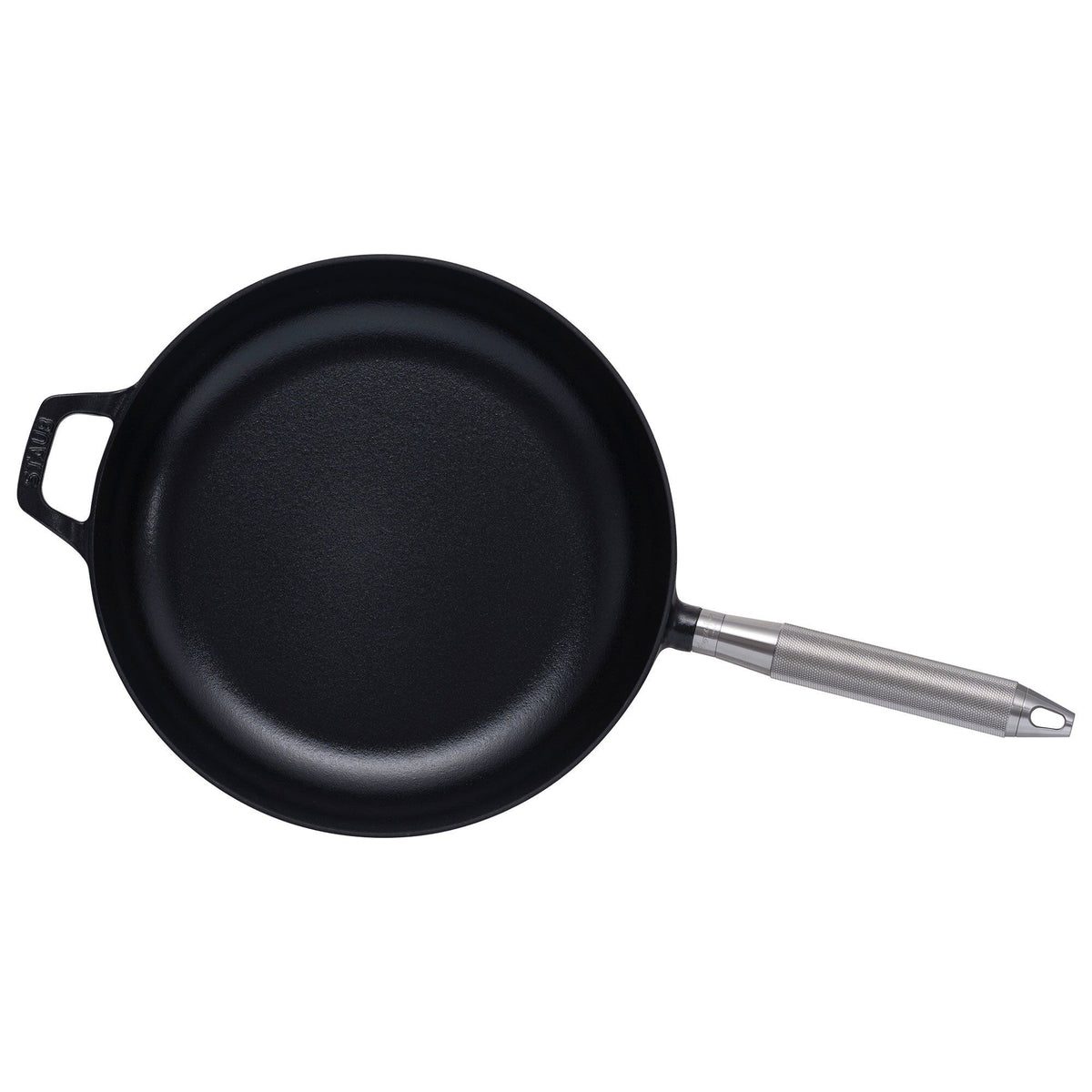 Staub Buster+Punch rund stegepande i støbejern, 28 cm, med stålhåndtag