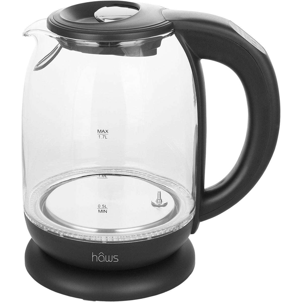 Hâws elkedel i glas med justerbare temperaturindstillinger