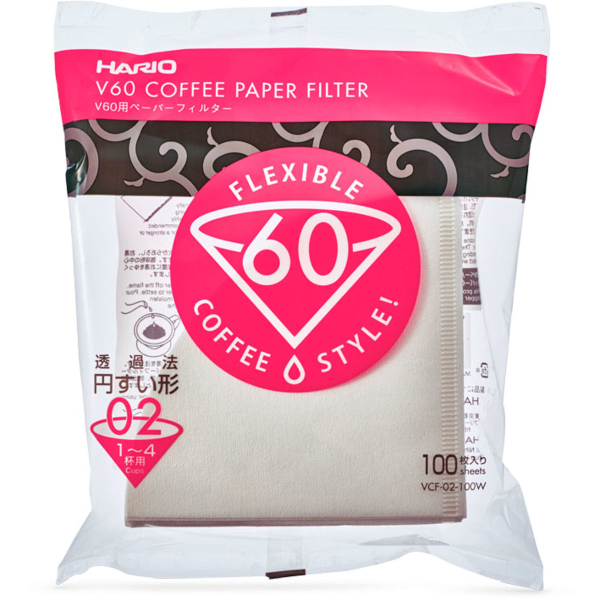 Hario kegleformede papirfiltre til V60-dripper, 1-4 kopper