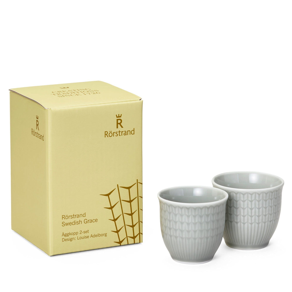 To Rörstrand Swedish Grace æggebægre i feldspatporcelæn, tåge