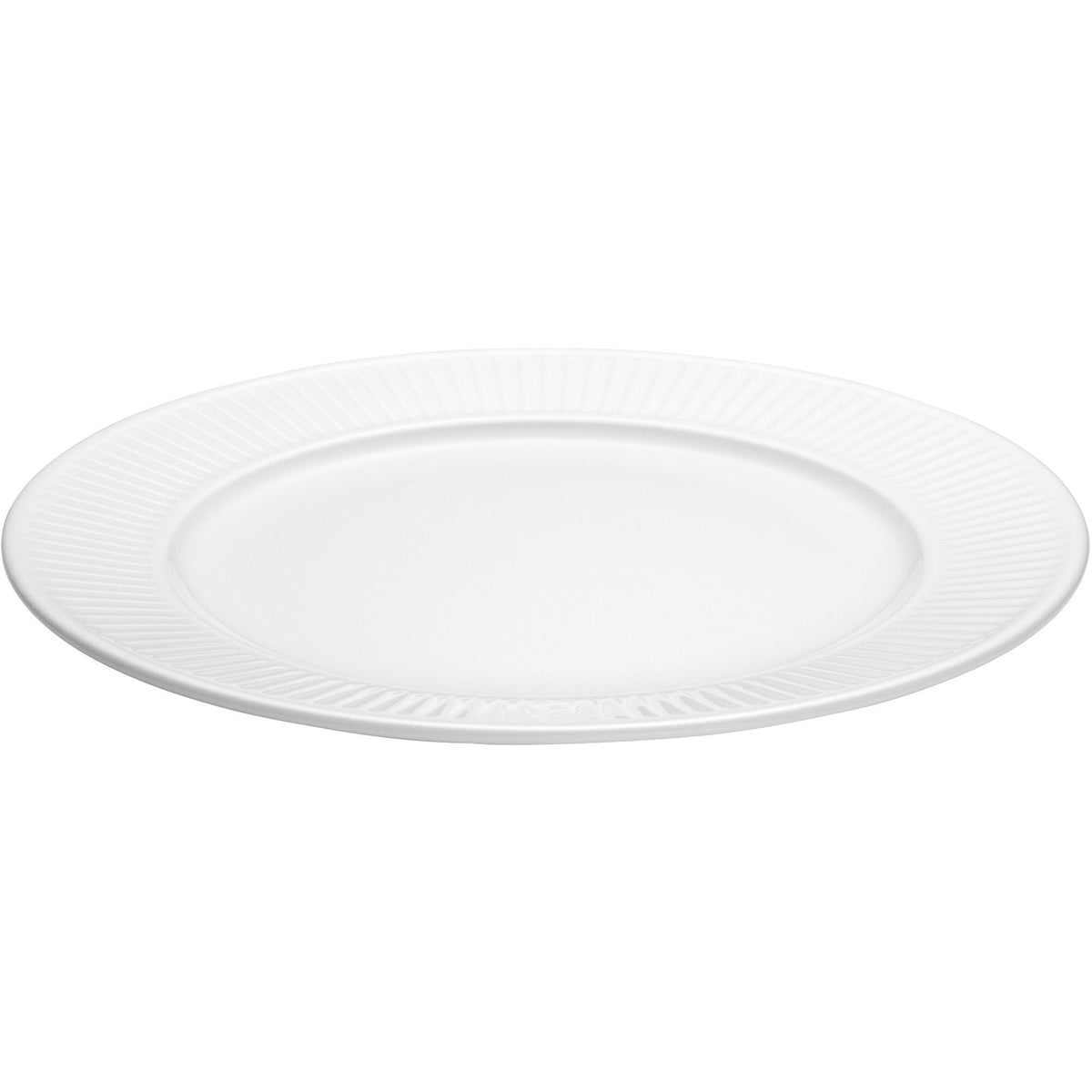 Hvid Pillivuyt Plissé tallerken med plisserede linjer, Ø 26 cm