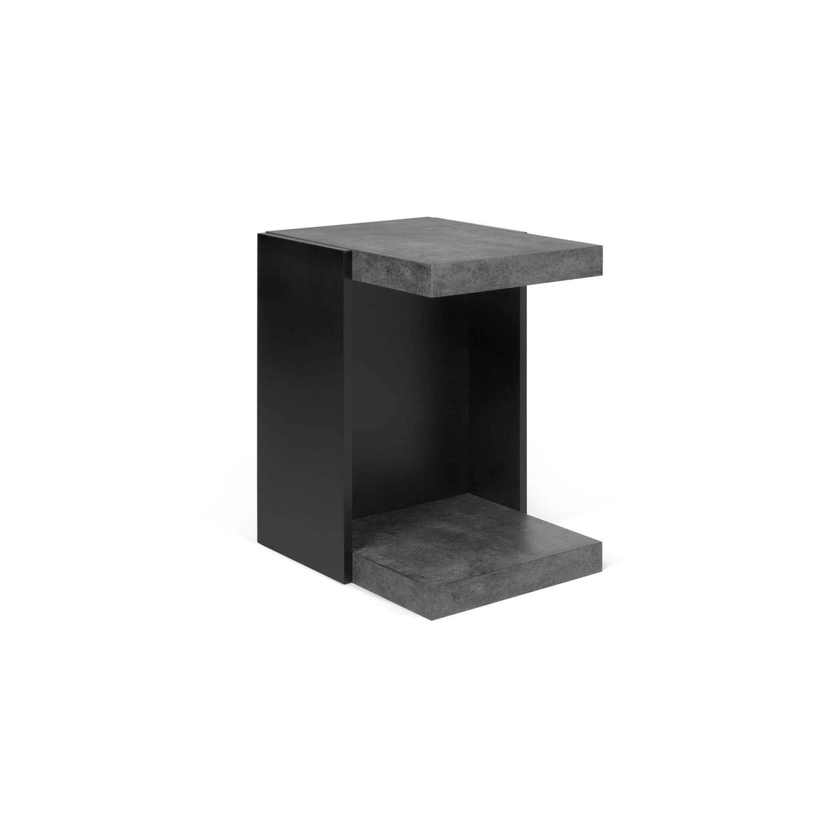 Temahome Klaus sidebord i grå beton-look og sort, 38x45x55 cm
