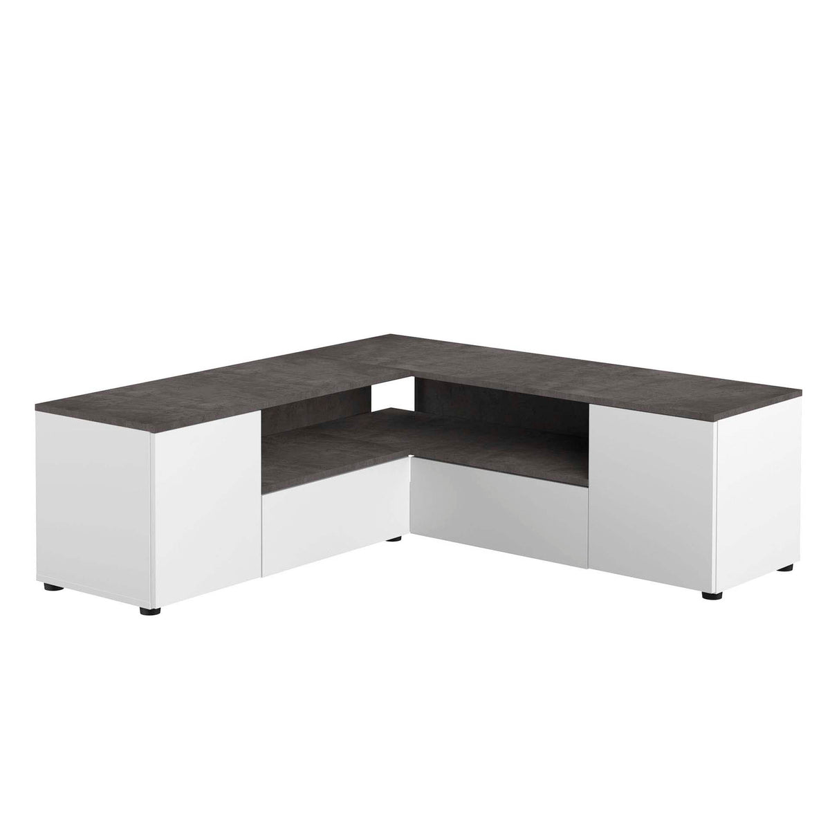 Temahome Angle TV-bord i hvid, grå og natur, 130 cm
