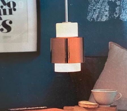 Herstal Pendel Y1949   Ø20 cm.   Kobber/med hvidt glas