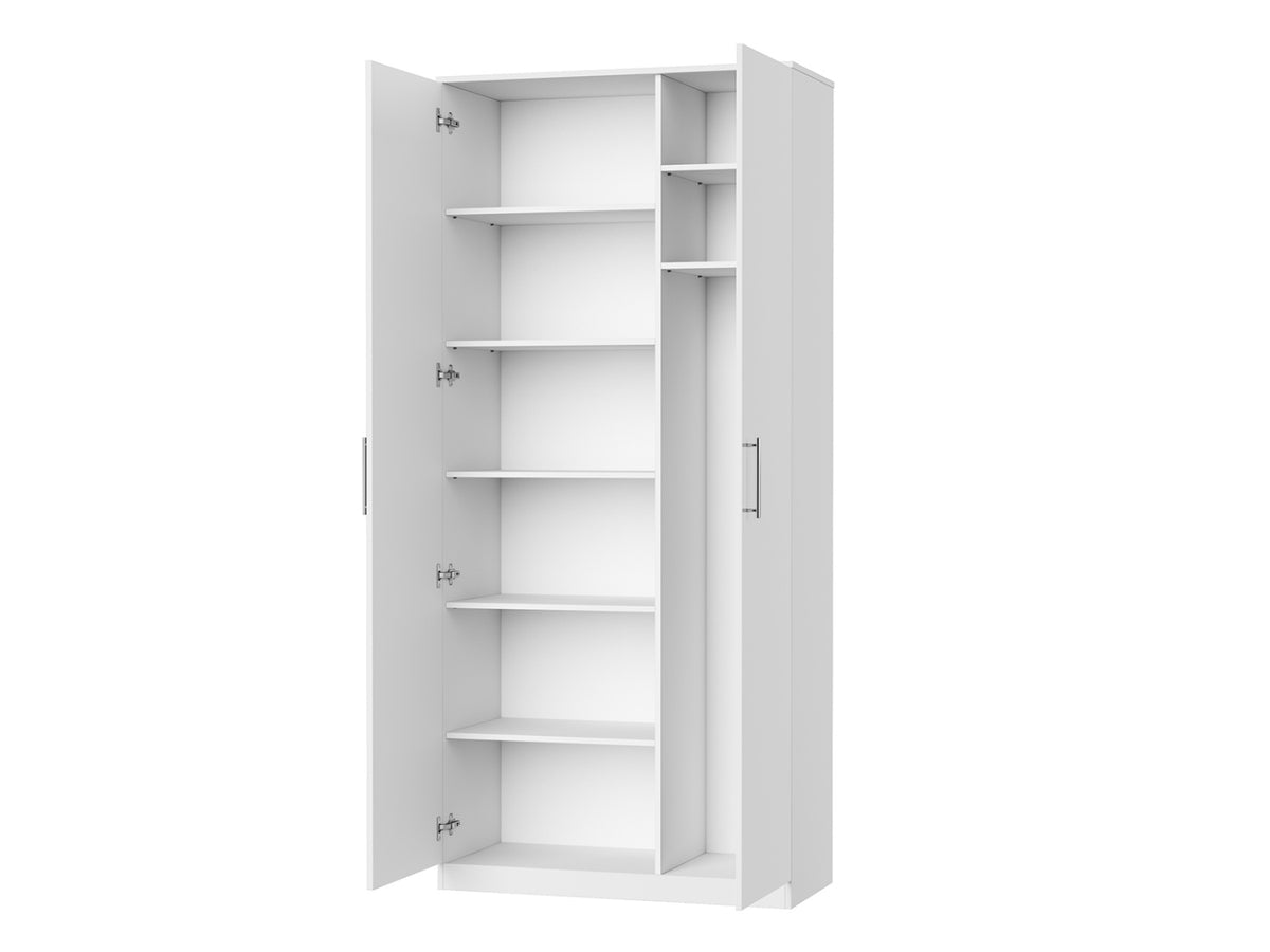 Hvidt NORDIC skab i høj model, 100 cm bredt, med hvid front