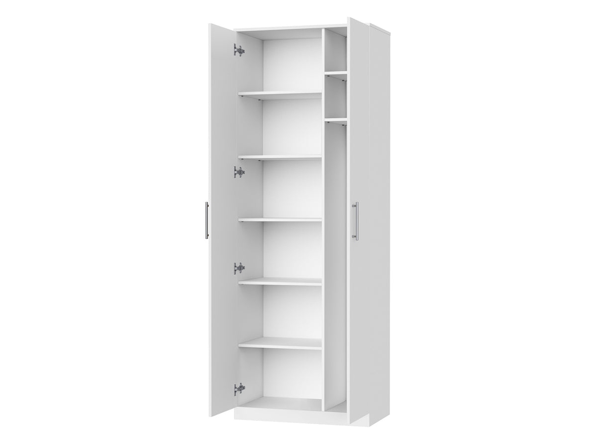 Hvidt NORDIC skab i høj model, 80 cm bredt, med hvid front