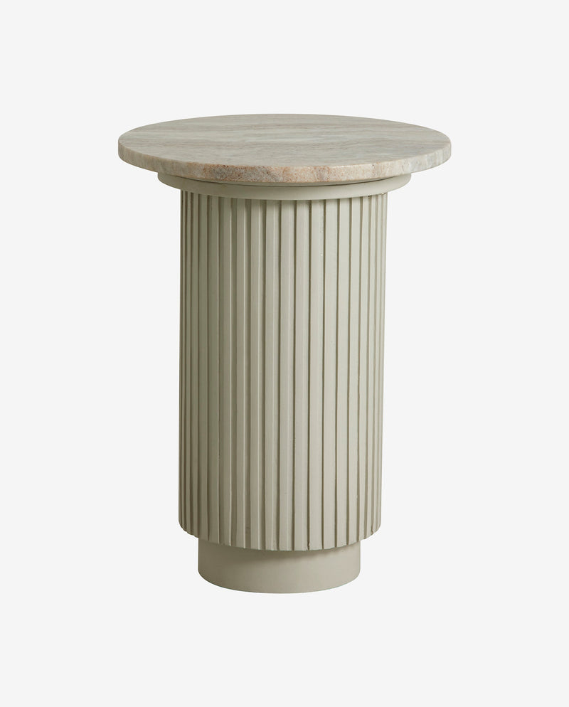 Nordal - ERIE rundt sidebord i træ og marmor,Ø40cm