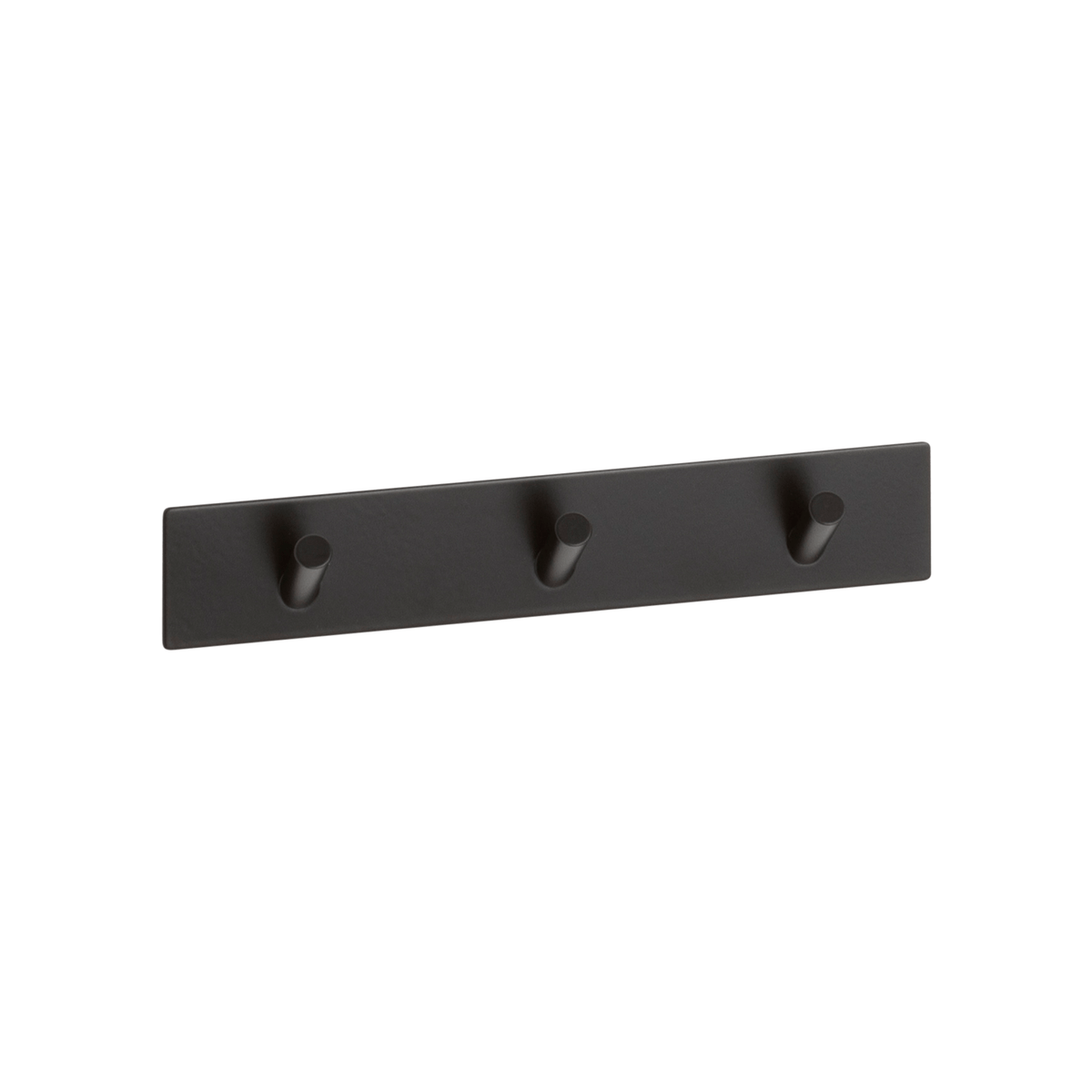 Selvklæbende knagerække i matsort metal fra Naga med tre kroge, 20 x 4 cm
