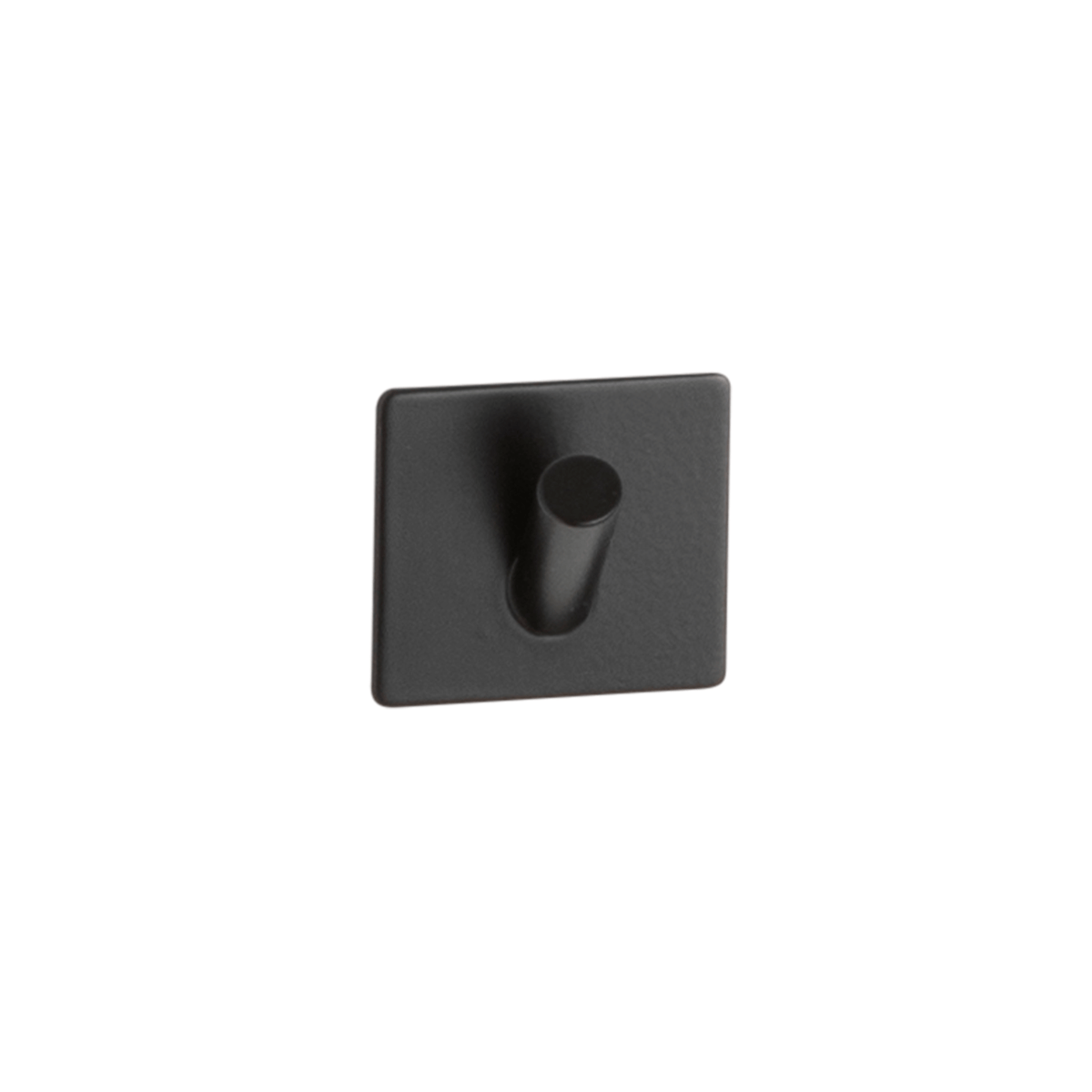 Selvklæbende knag i matsort metal fra Naga med én krog, 4 x 4 cm
