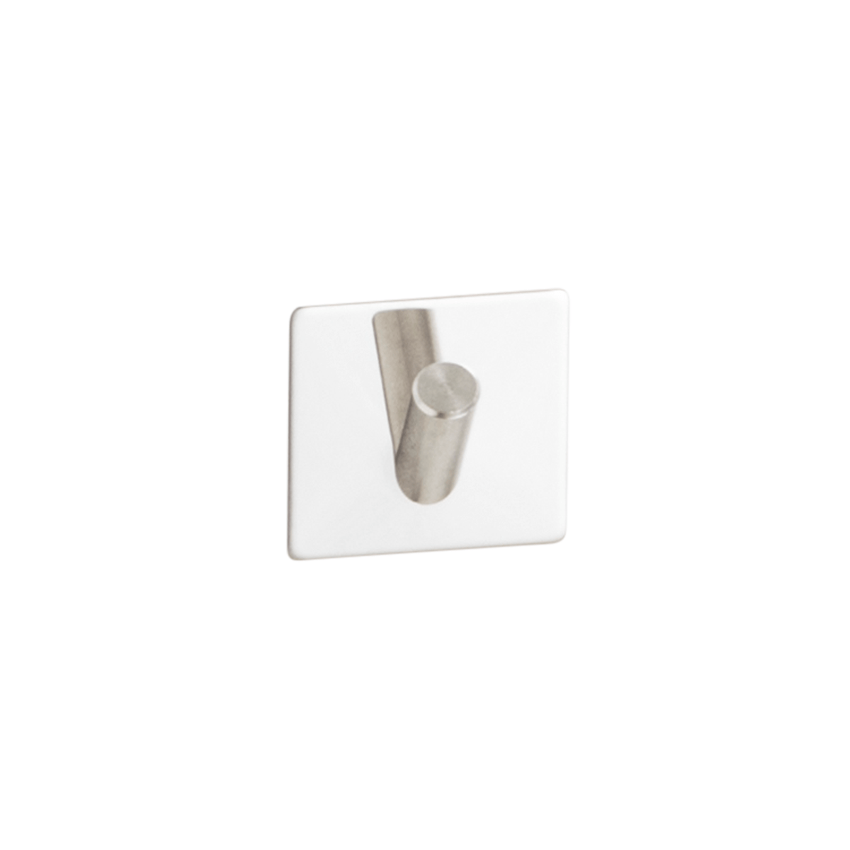 Selvklæbende knag fra Naga i spejlblank krom, 4 x 4 cm, med en krog