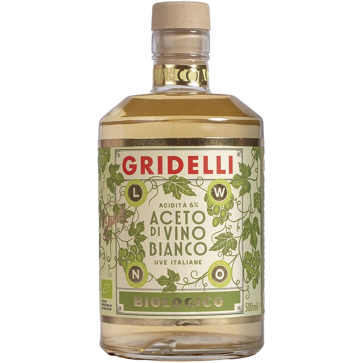 Flaske Fratelli Gridelli økologisk hvidvinseddike, 500 ml