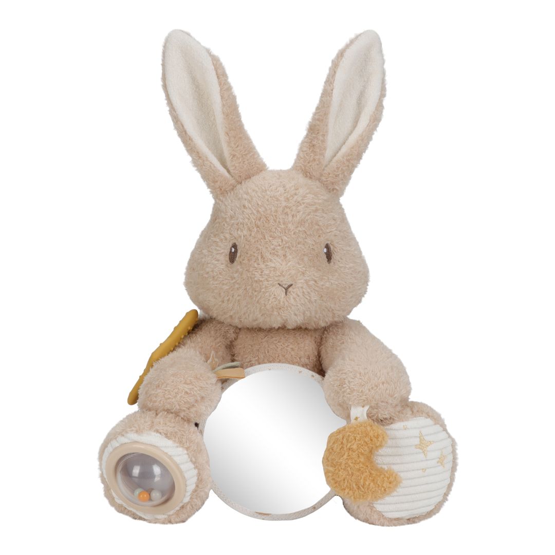 Beige aktivitetsbamse formet som en kanin fra Little Dutch til baby