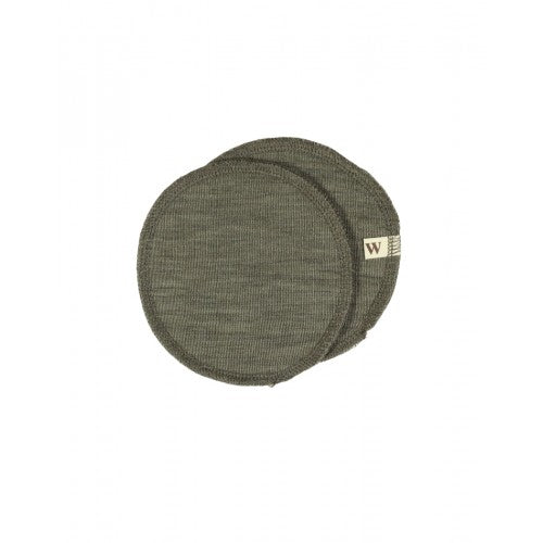 Runde ammeindlæg i moss melange merino uld fra Wool Studio