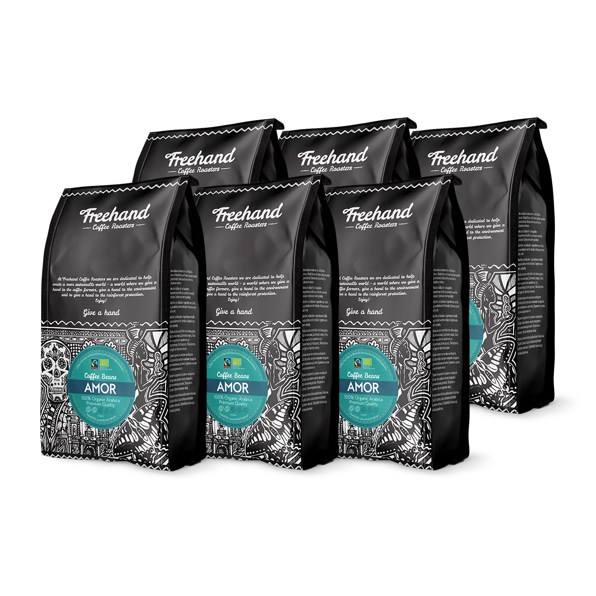 Freehand Amor espresso kaffebønner, 100 % Arabica i stor pakning på 6 kg