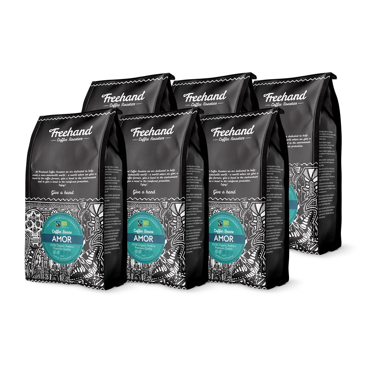 Freehand Amor mellemristede kaffebønner af 100% Arabica, smagskasse 6 kg
