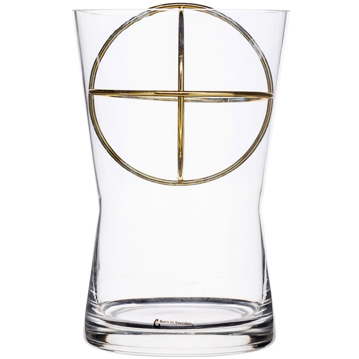 Born in Sweden Sphere vase i guld, størrelse medium, med kugle i rustfrit stål
