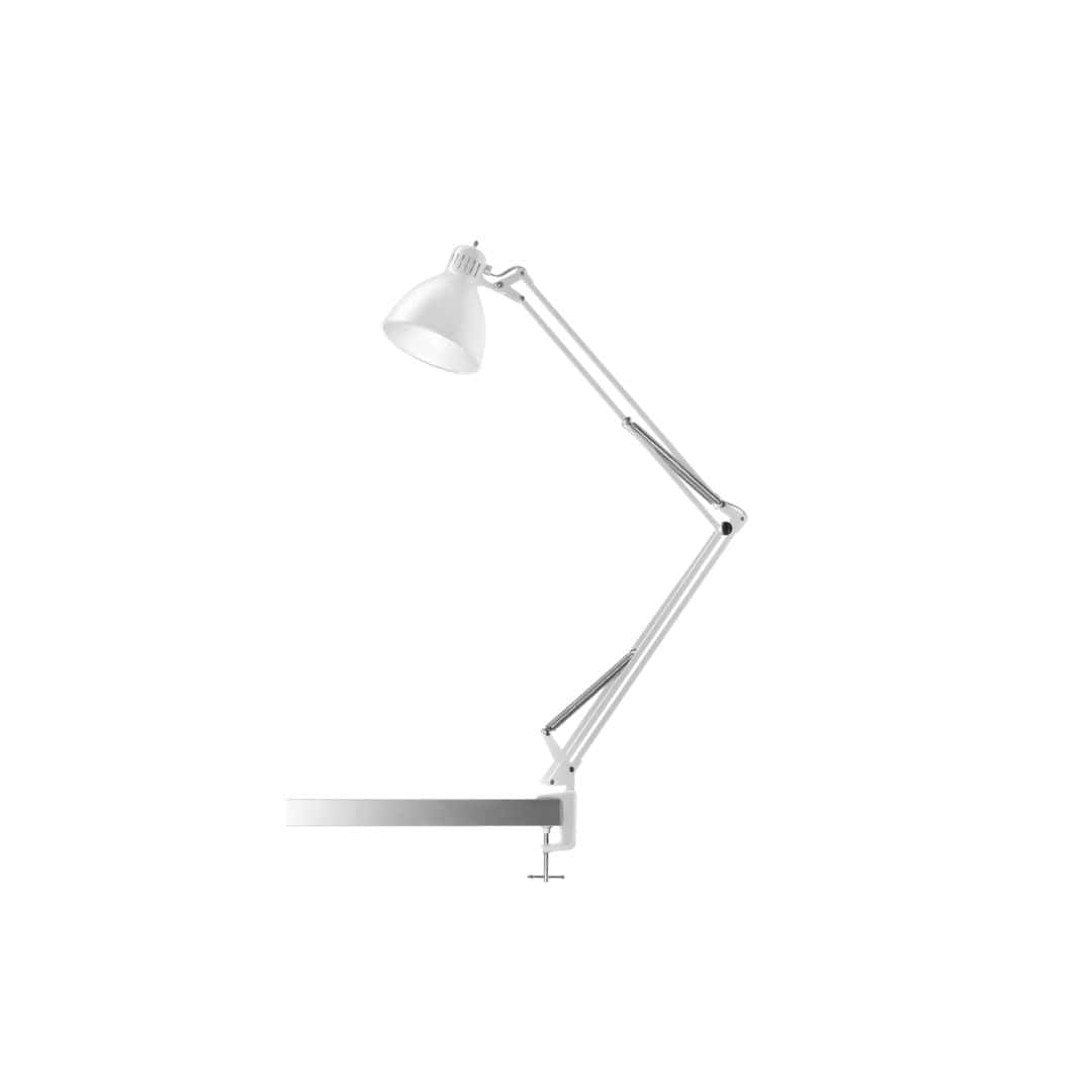 Archi T1 Junior bordlampe med klemme i mat hvid fra Nordic Living