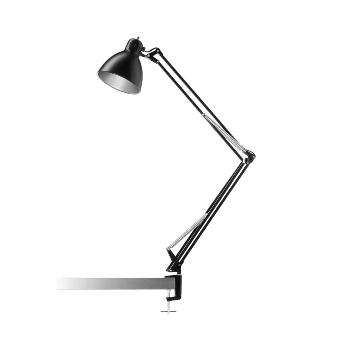 Archi T2 bordlampe med klemme i mat sort fra Nordic Living