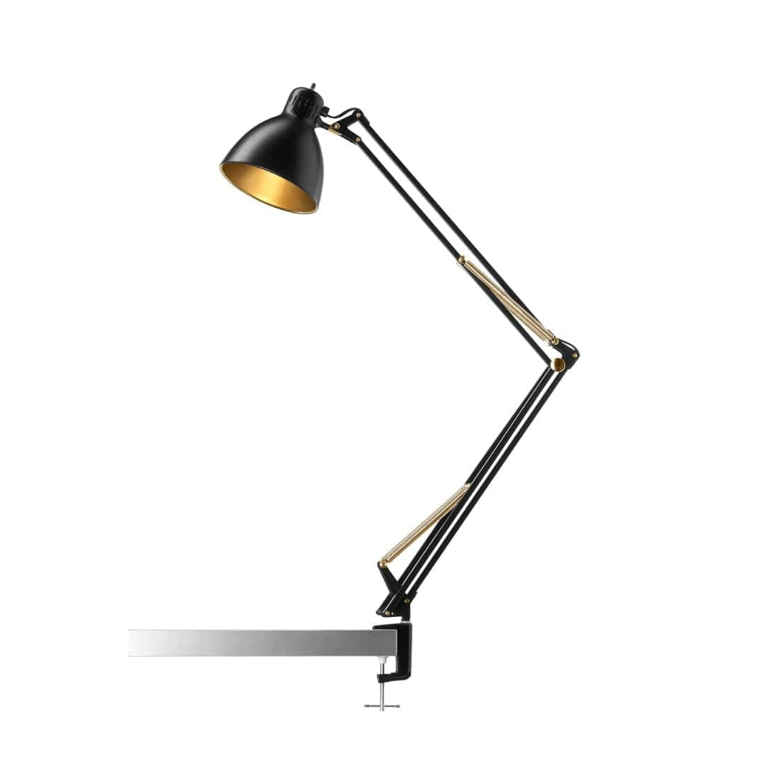 Archi T2 bordlampe med klemme i sort og guld fra Nordic Living
