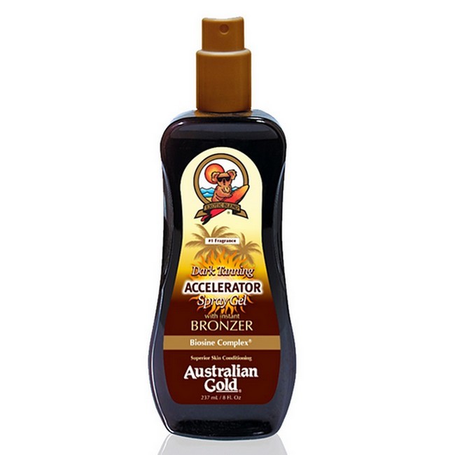 Australian Gold Tan Accelerator Spray Gel Bronzer, flaske på 237 ml